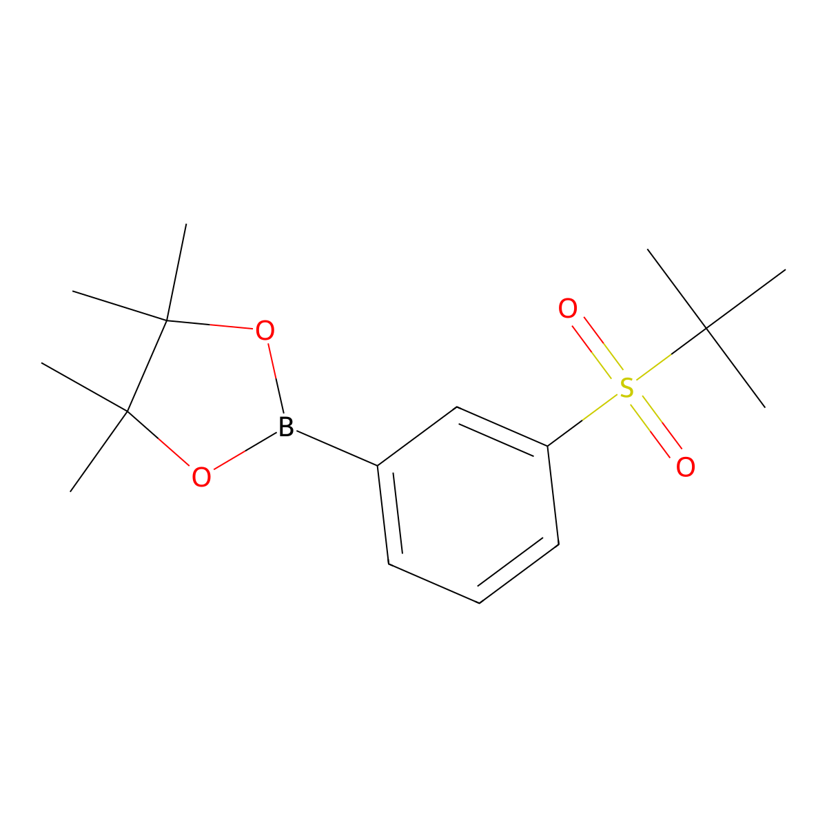 4,4,5,5-Tetramethyl-2-[3-(2-methylpropane-2-sulfonyl)phenyl]-1,3,2-dioxaborolane molecular structure, CAS 2417230-89-6