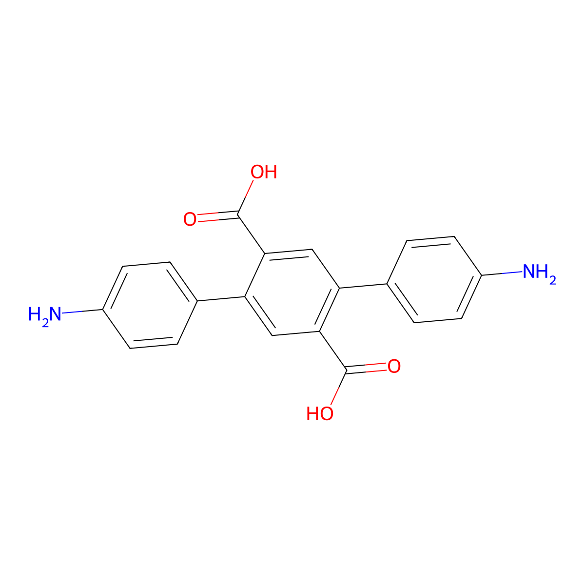 4,4''-Diamino-[1,1':4',1''-terphenyl]-2',5'-dicarboxylic acid molecular structure, CAS 2417234-65-0