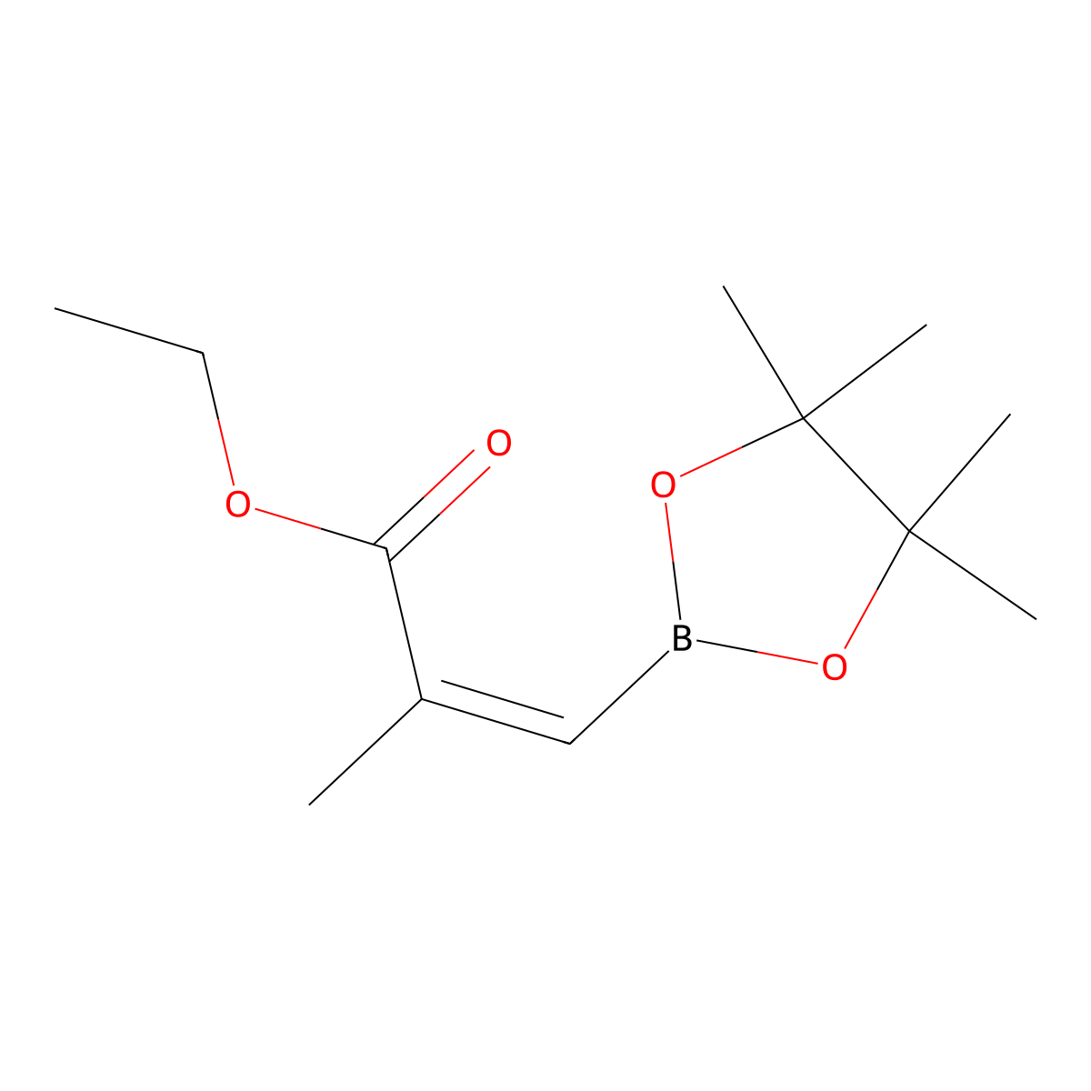 ethyl (E)-2-methyl-3-(4,4,5,5-tetramethyl-1,3,2-dioxaborolan-2-yl)prop-2-enoate molecular structure, CAS 2417259-34-6