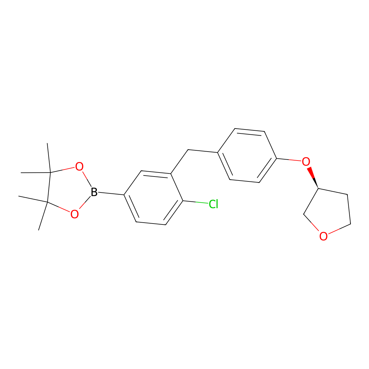 2-[4-chloro-3-({4-[(3S)-oxolan-3-yloxy]phenyl}methyl)phenyl]-4,4,5,5-tetramethyl-1,3,2-dioxaborolane molecular structure, CAS 2417282-03-0