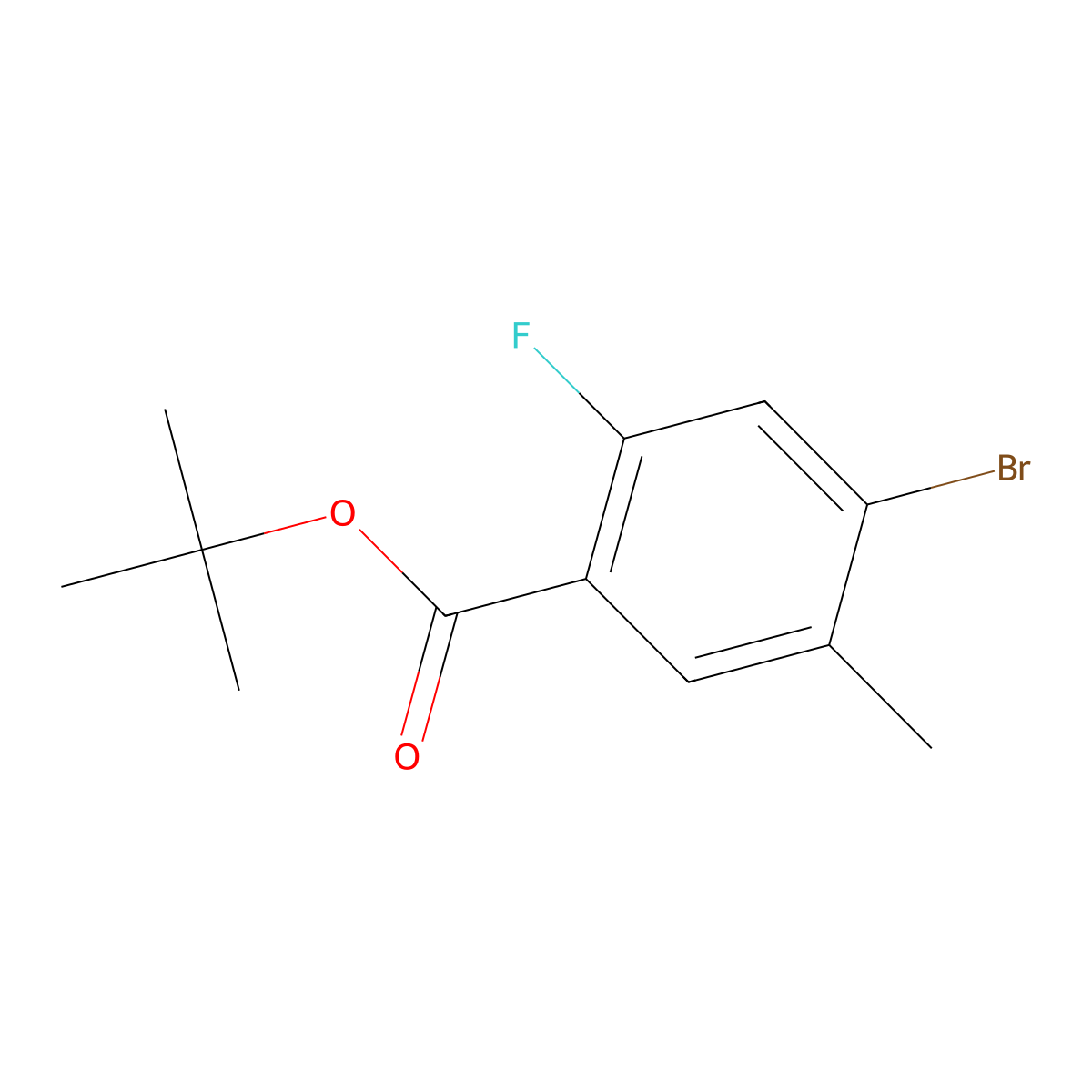 Tert-butyl 4-bromo-2-fluoro-5-methylbenzoate molecular structure, CAS 2417310-88-2
