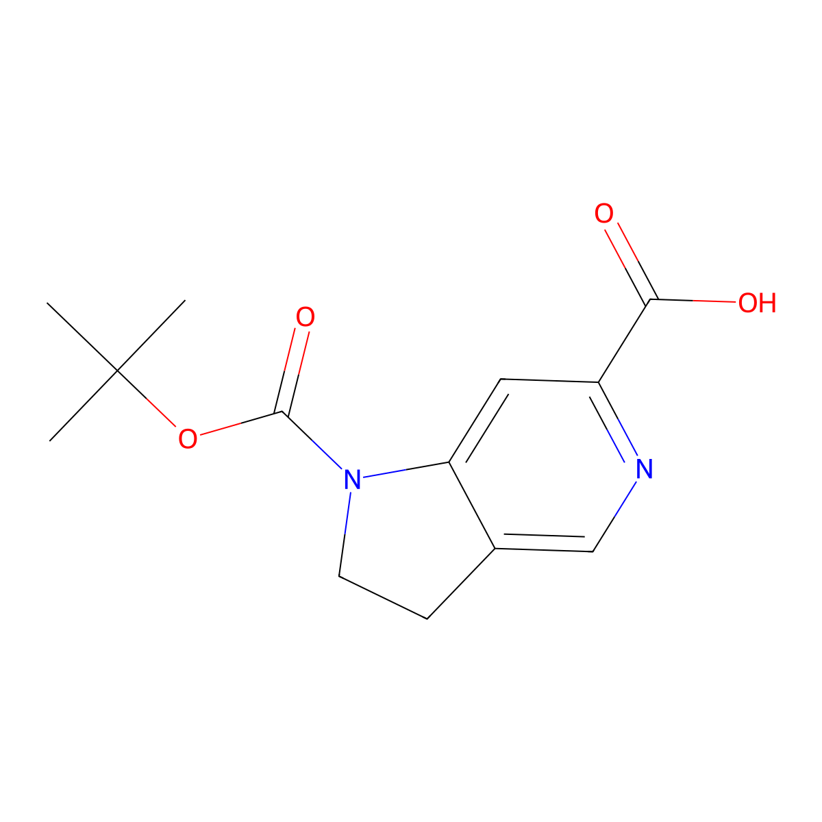 1-(tert-Butoxycarbonyl)-2,3-dihydro-1H-pyrrolo[3,2-c]pyridine-6-carboxylic acid molecular structure, CAS 2417399-69-8