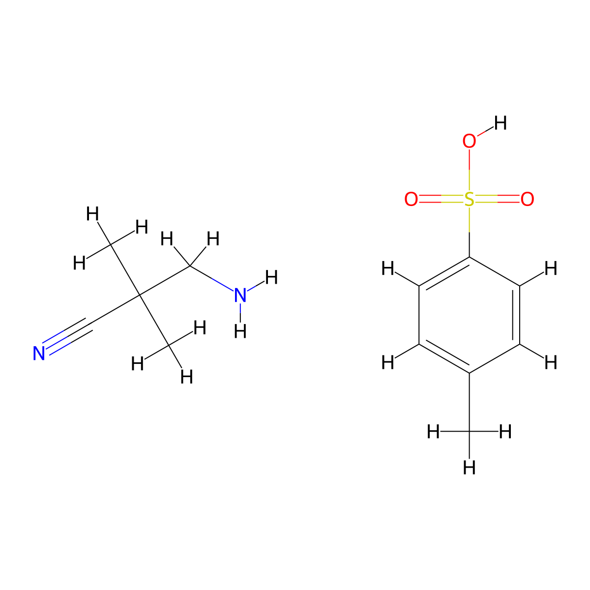 3-Amino-2,2-dimethylpropanenitrile; 4-methylbenzenesulfonic acid molecular structure, CAS 2417415-45-1