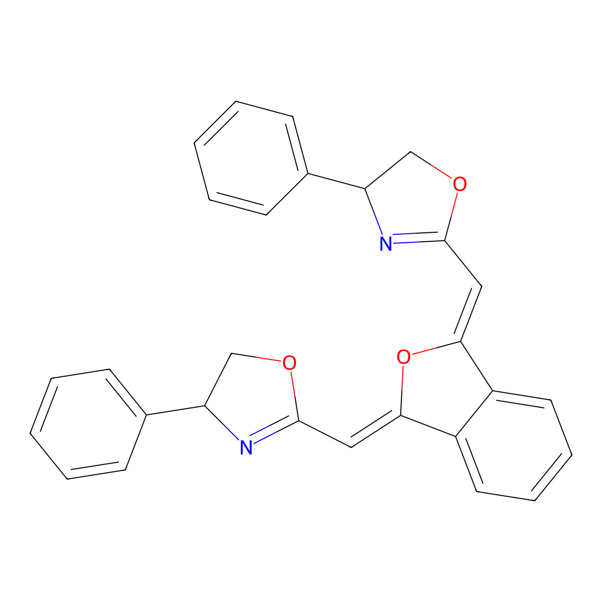 (1Z,3Z)-1,3-Bis(((S)-4-phenyl-4,5-dihydrooxazol-2-yl)methylene)-1,3-dihydroisobenzofuran molecular structure, CAS 2417459-49-3