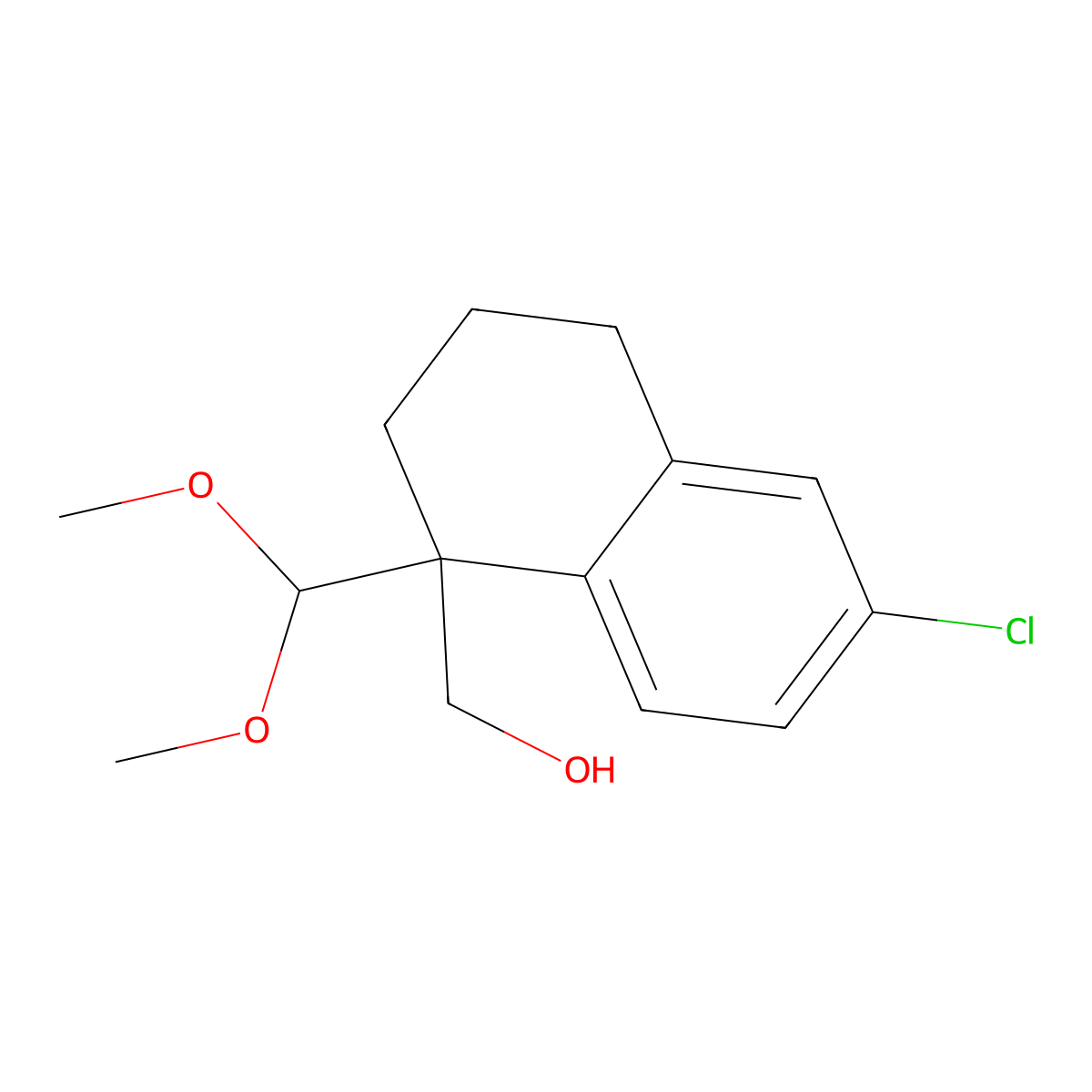 (6-Chloro-1-(dimethoxymethyl)-1,2,3,4-tetrahydronaphthalen-1-yl)methanol molecular structure, CAS 2417466-68-1