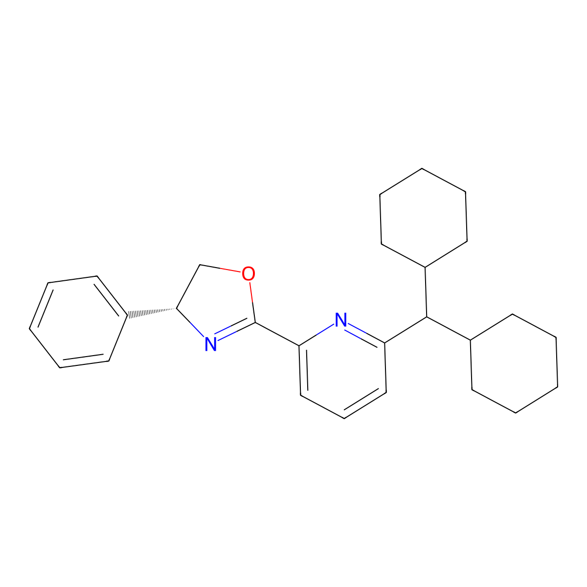(R)-2-(6-(Dicyclohexylmethyl)pyridin-2-yl)-4-phenyl-4,5-dihydrooxazole molecular structure, CAS 2417527-96-7