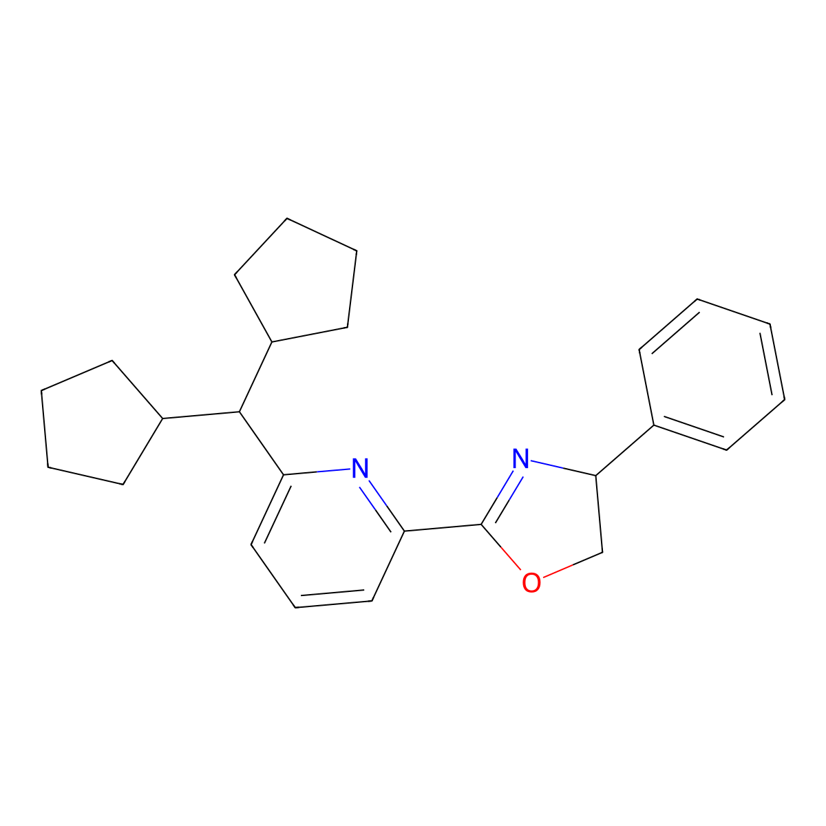 (R)-2-(6-(Dicyclopentylmethyl)pyridin-2-yl)-4-phenyl-4,5-dihydrooxazole molecular structure, CAS 2417528-07-3