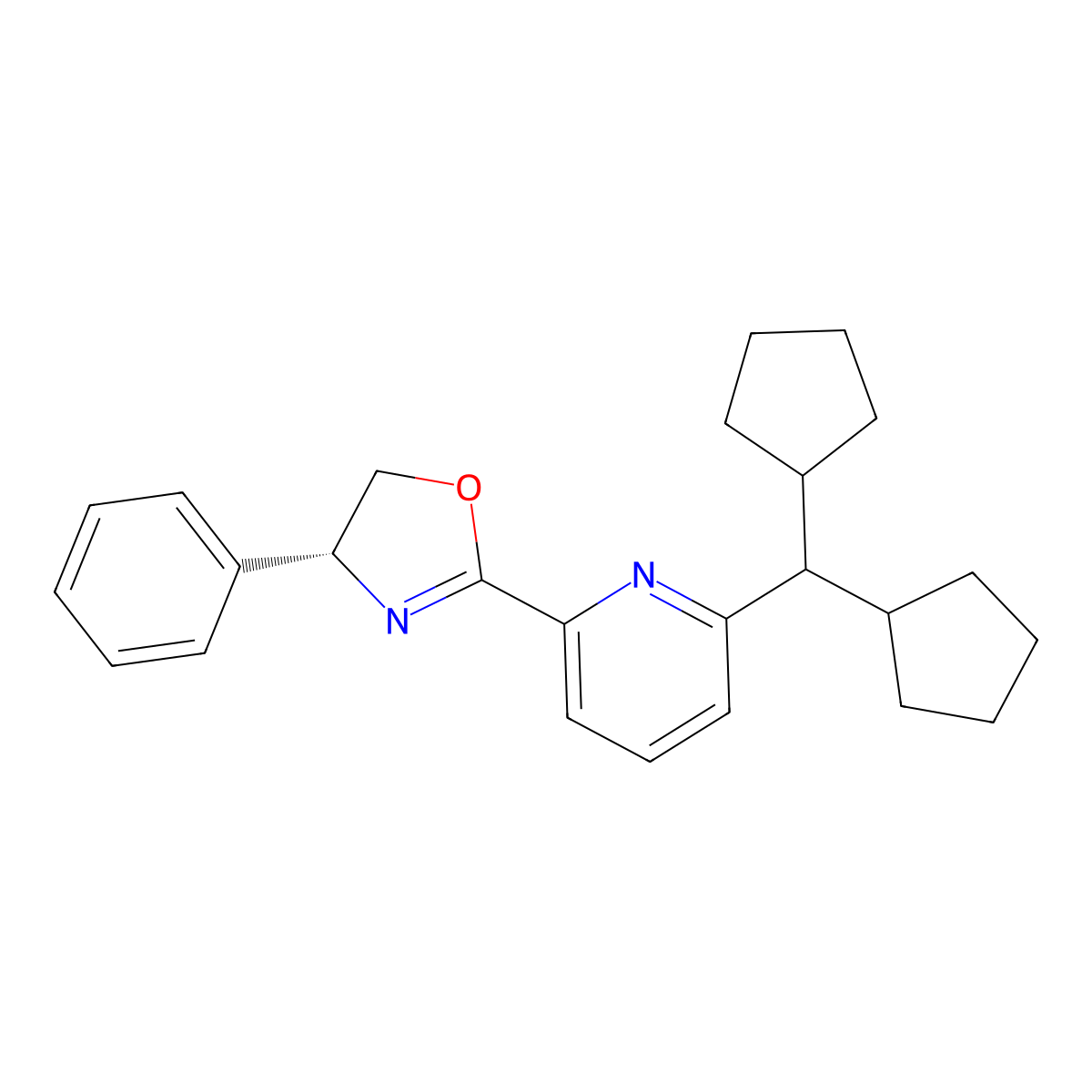 (R)-2-(6-(Dicyclopentylmethyl)pyridin-2-yl)-4-phenyl-4,5-dihydrooxazole molecular structure, CAS 2417528-07-3