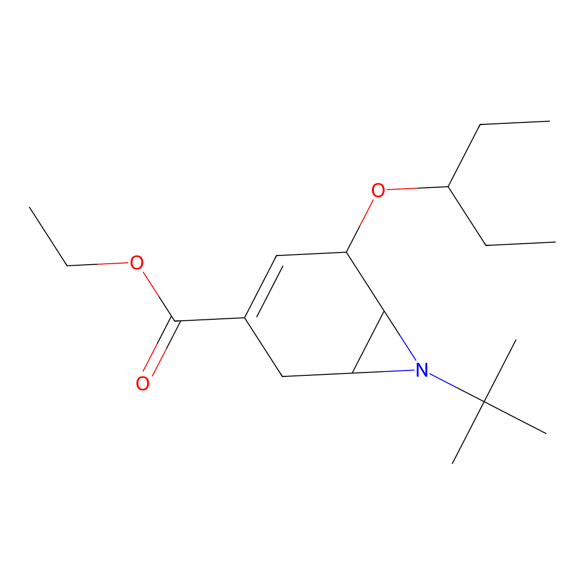 Ethyl (1R,5R,6R)-7-(tert-butyl)-5-(pentan-3-yloxy)-7-azabicyclo[4.1.0]hept-3-ene-3-carboxylate molecular structure, CAS 2417645-75-9