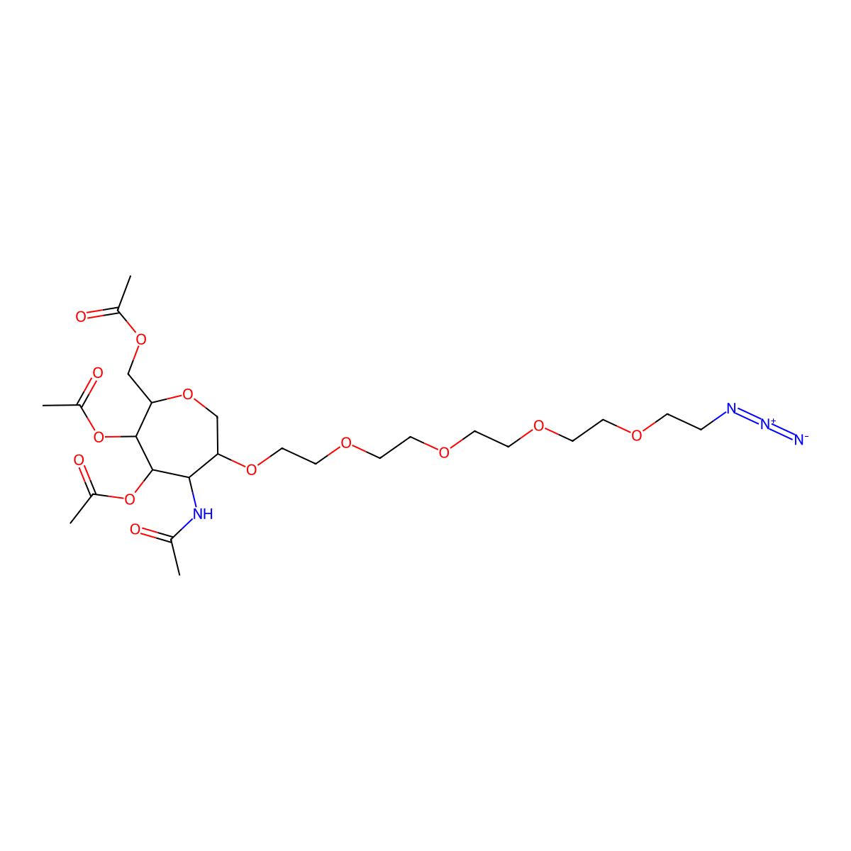 [(2R,3R,4R,5R,6R)-3,4-bis(acetyloxy)-6-[(14-azido-3,6,9,12-tetraoxatetradecan-1-yl)oxy]-5-acetamidooxepan-2-yl]methyl acetate molecular structure, CAS 2417682-54-1