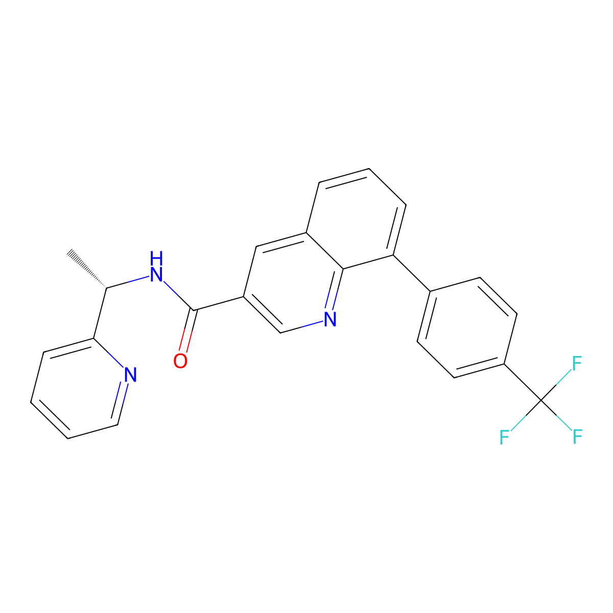 N-[(1S)-1-pyridin-2-ylethyl]-8-[4-(trifluoromethyl)phenyl]quinoline-3-carboxamide molecular structure, CAS 2417718-38-6