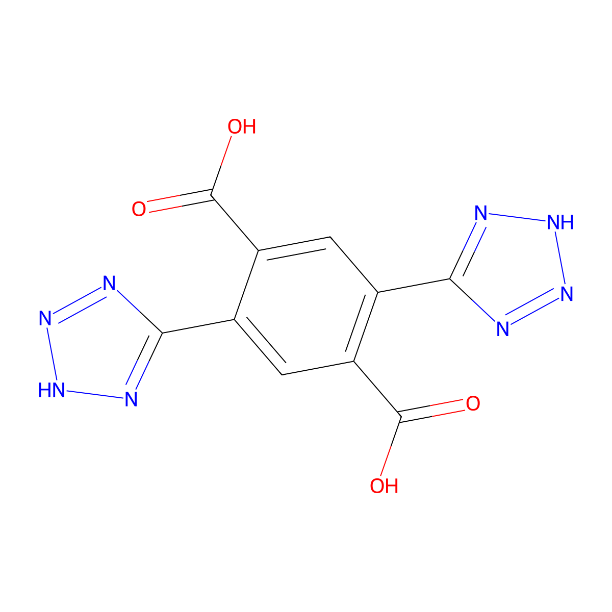 2,5-Di(2H-tetrazol-5-yl)terephthalic acid molecular structure, CAS 2417761-51-2
