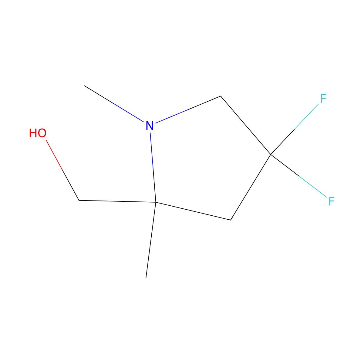 (4,4-Difluoro-1,2-dimethylpyrrolidin-2-yl)methanol molecular structure, CAS 2417920-29-5