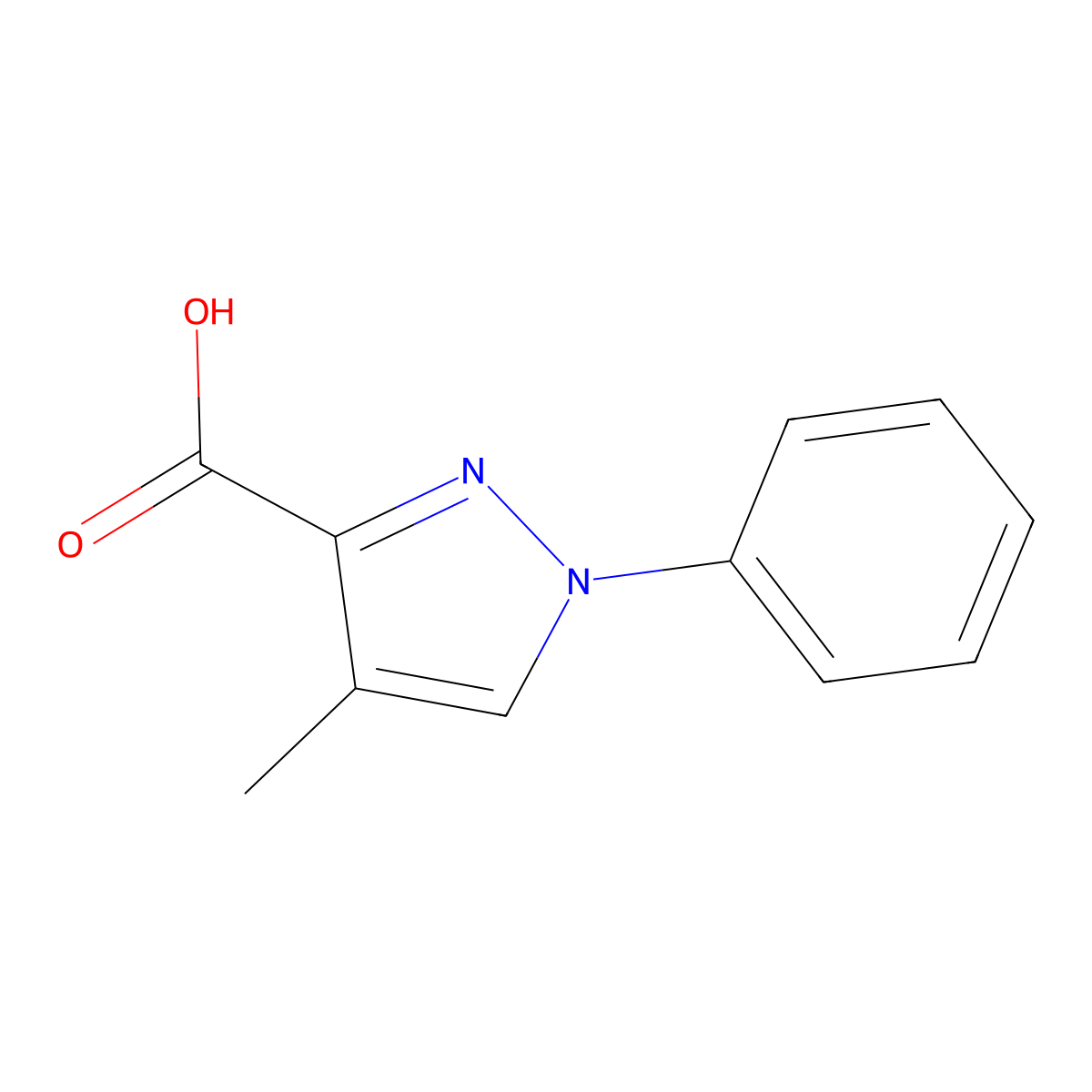 4-methyl-1-phenyl-1H-pyrazole-3-carboxylic acid molecular structure, CAS 241798-67-4