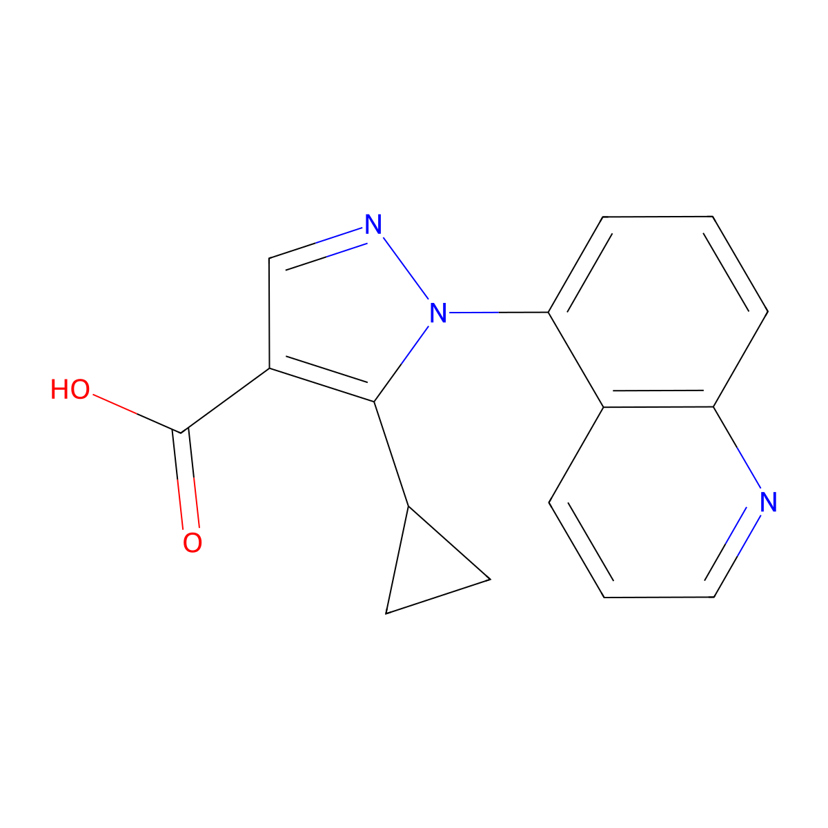 1H-Pyrazole-4-carboxylic acid, 5-cyclopropyl-1-(5-quinolinyl)- molecular structure, CAS 241798-75-4
