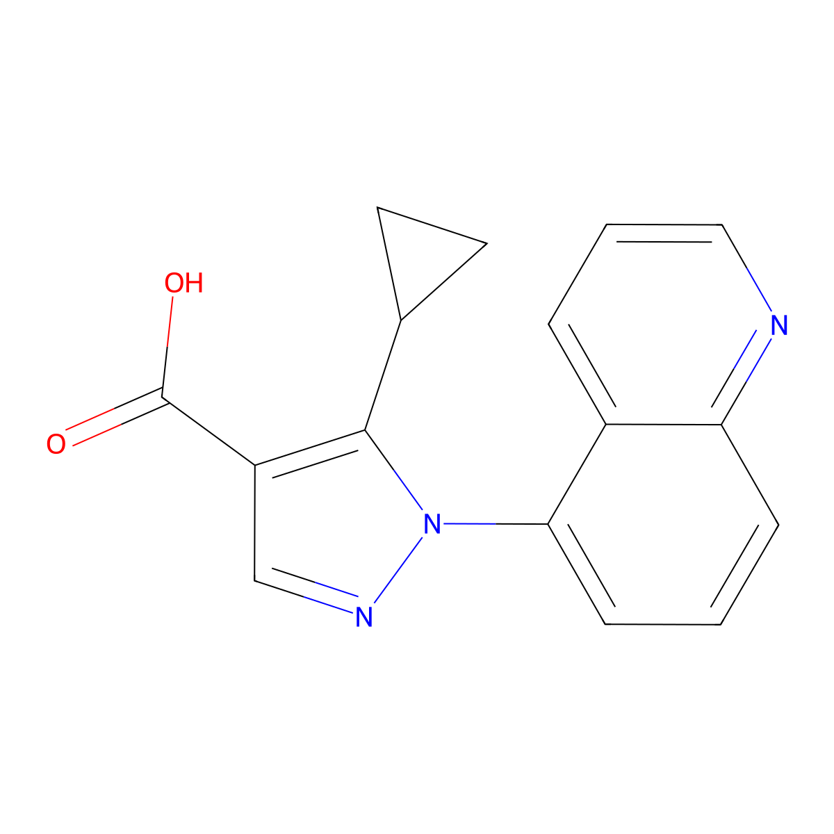 1H-Pyrazole-4-carboxylic acid, 5-cyclopropyl-1-(5-quinolinyl)- molecular structure, CAS 241798-75-4
