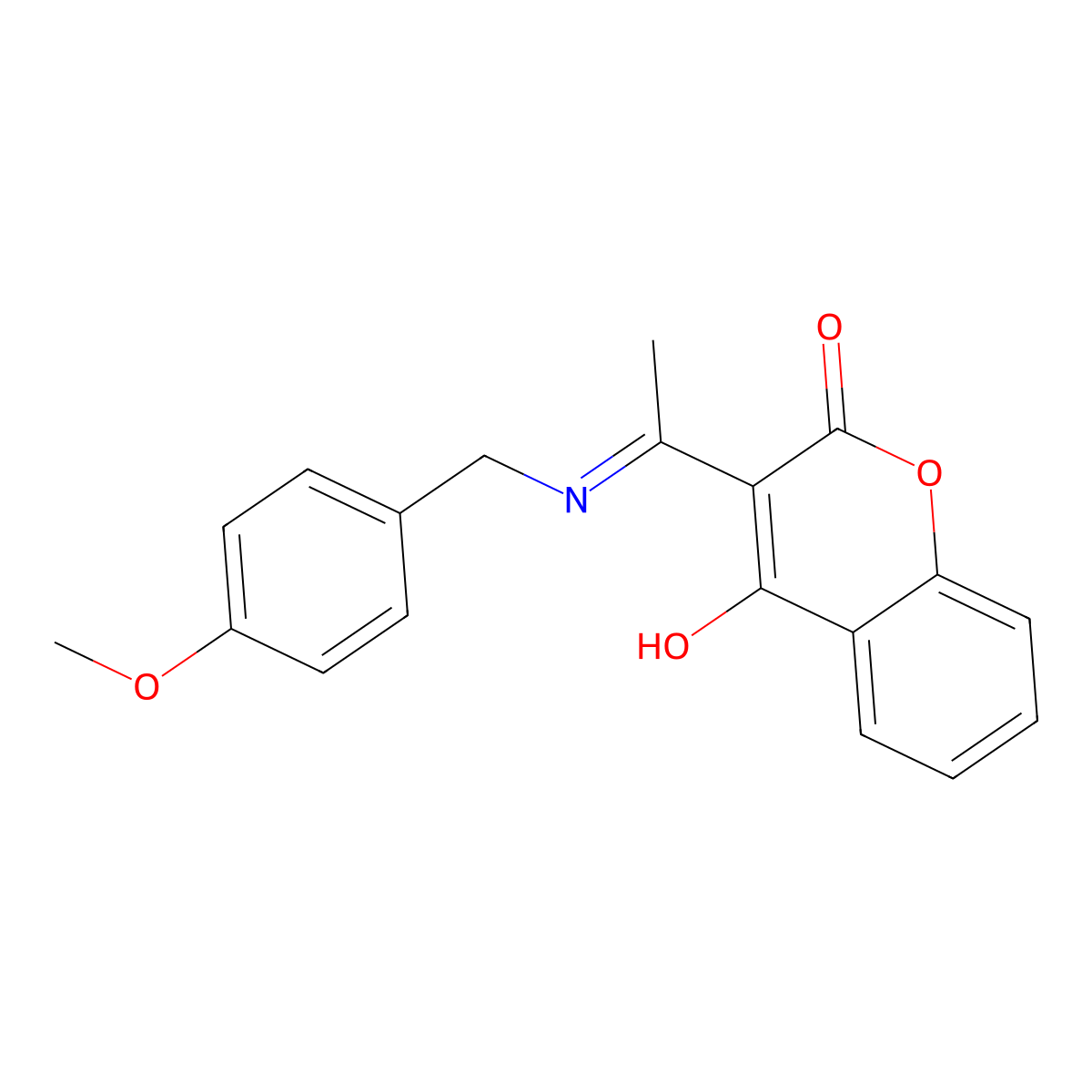 4-Hydroxy-3-(1-((4-methoxybenzyl)imino)ethyl)-2H-chromen-2-one molecular structure, CAS 2417988-00-0