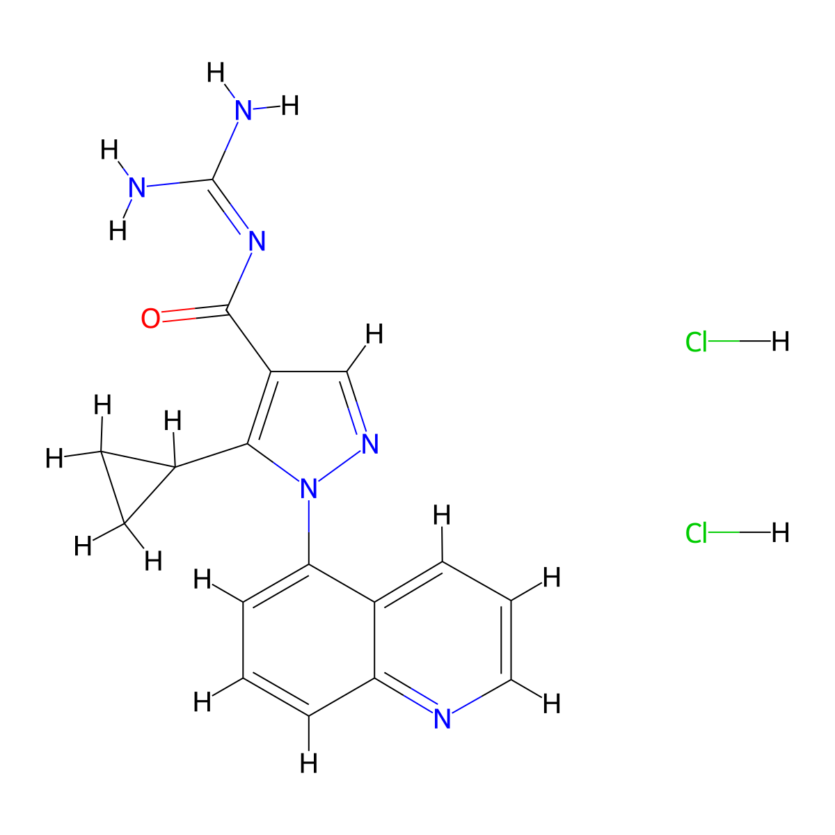 Zoniporide dihydrochloride molecular structure, CAS 241799-10-0