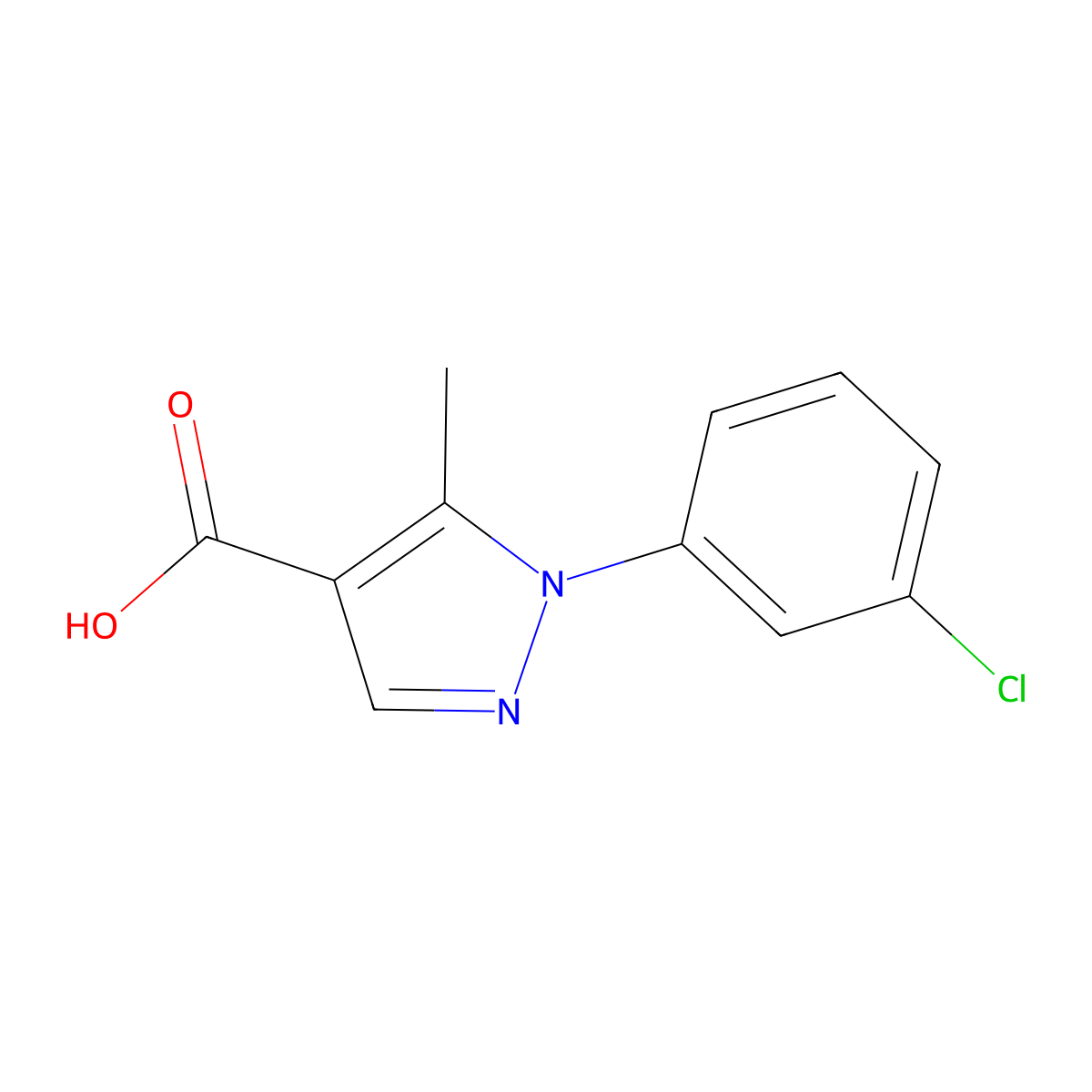 1-(3-chlorophenyl)-5-methyl-1H-pyrazole-4-carboxylic acid molecular structure, CAS 241799-33-7