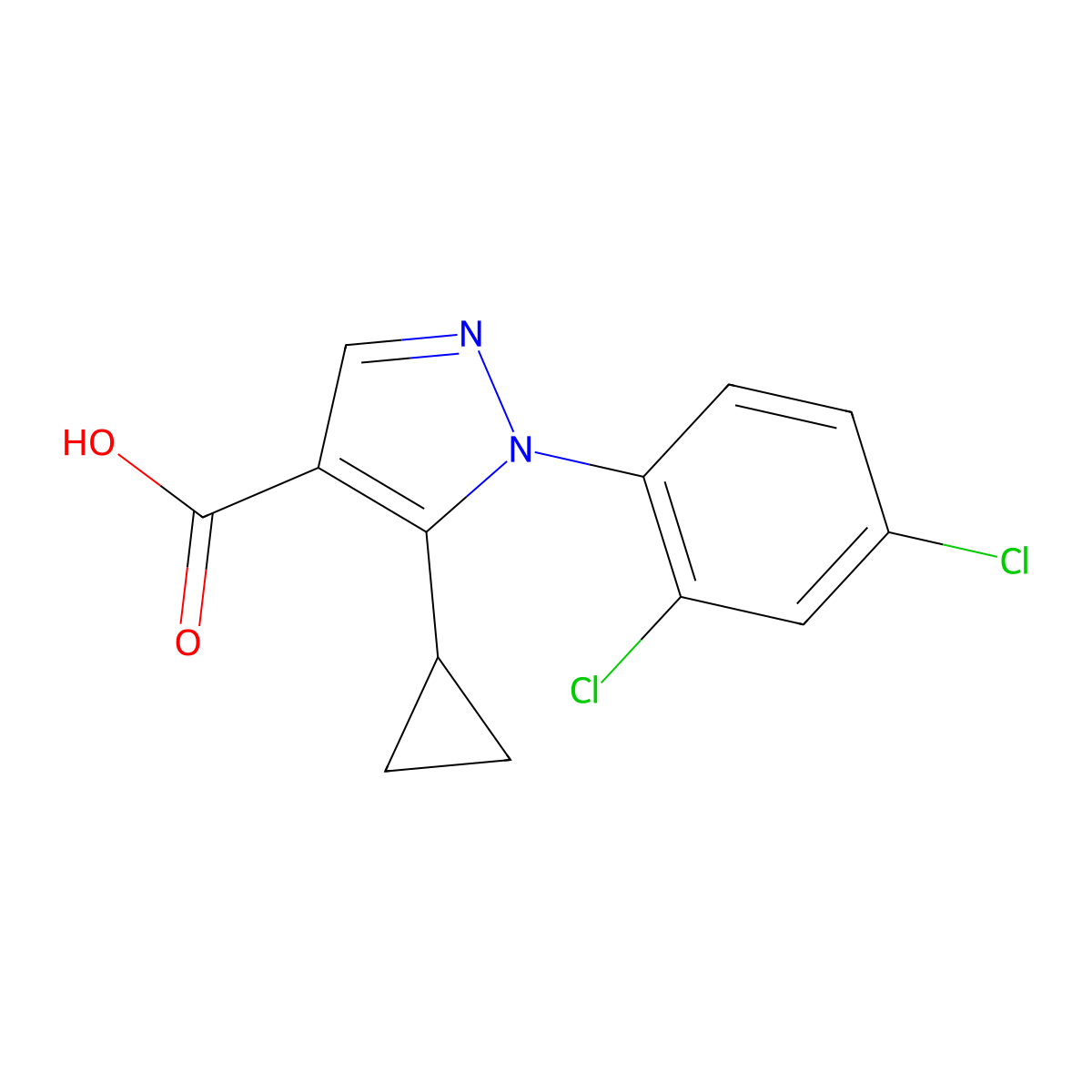 5-cyclopropyl-1-(2,4-dichlorophenyl)-1H-pyrazole-4-carboxylic acid molecular structure, CAS 241800-51-1