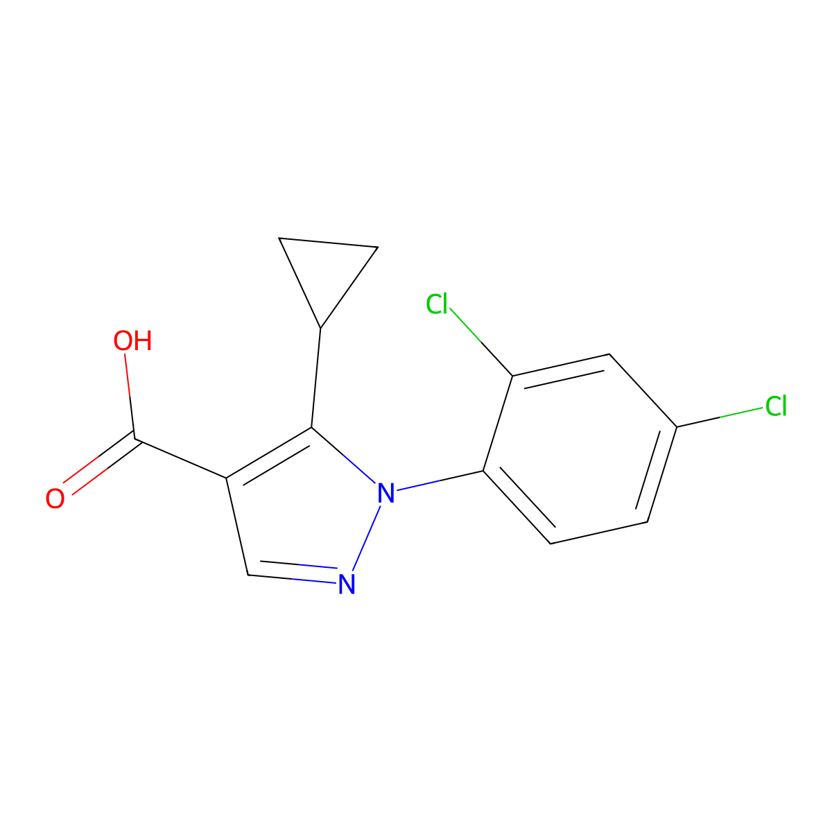 5-cyclopropyl-1-(2,4-dichlorophenyl)-1H-pyrazole-4-carboxylic acid molecular structure, CAS 241800-51-1