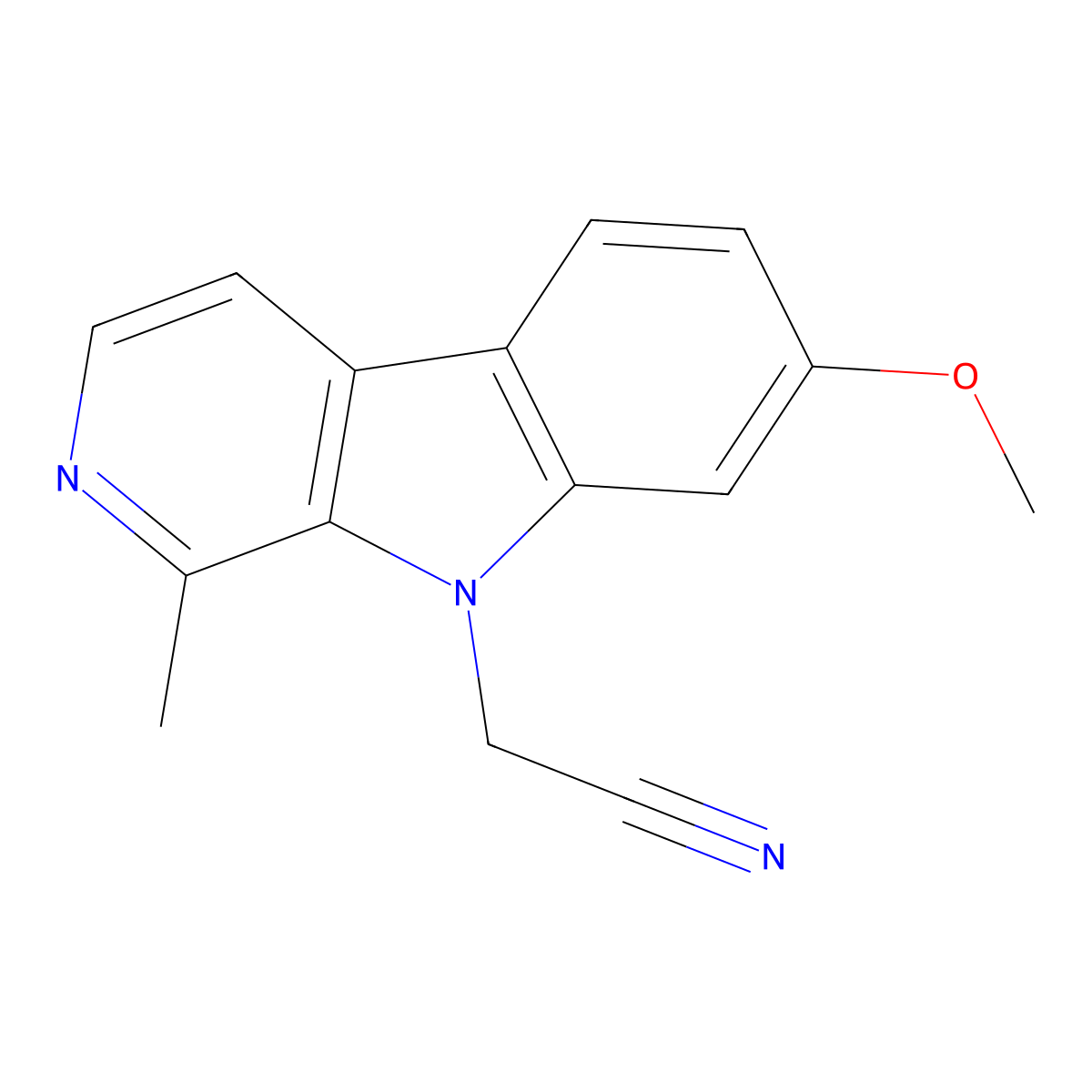 2-(7-Methoxy-1-methyl-9H-pyrido[3,4-b]indol-9-yl)acetonitrile molecular structure, CAS 241809-12-1