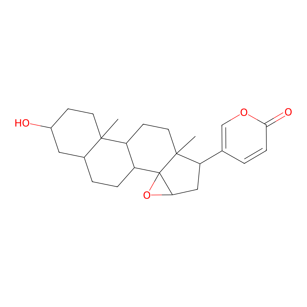 14,15beta-Epoxy-3beta-hydroxy-5beta-bufa-20,22-dienolide molecular structure, CAS 24183-15-1