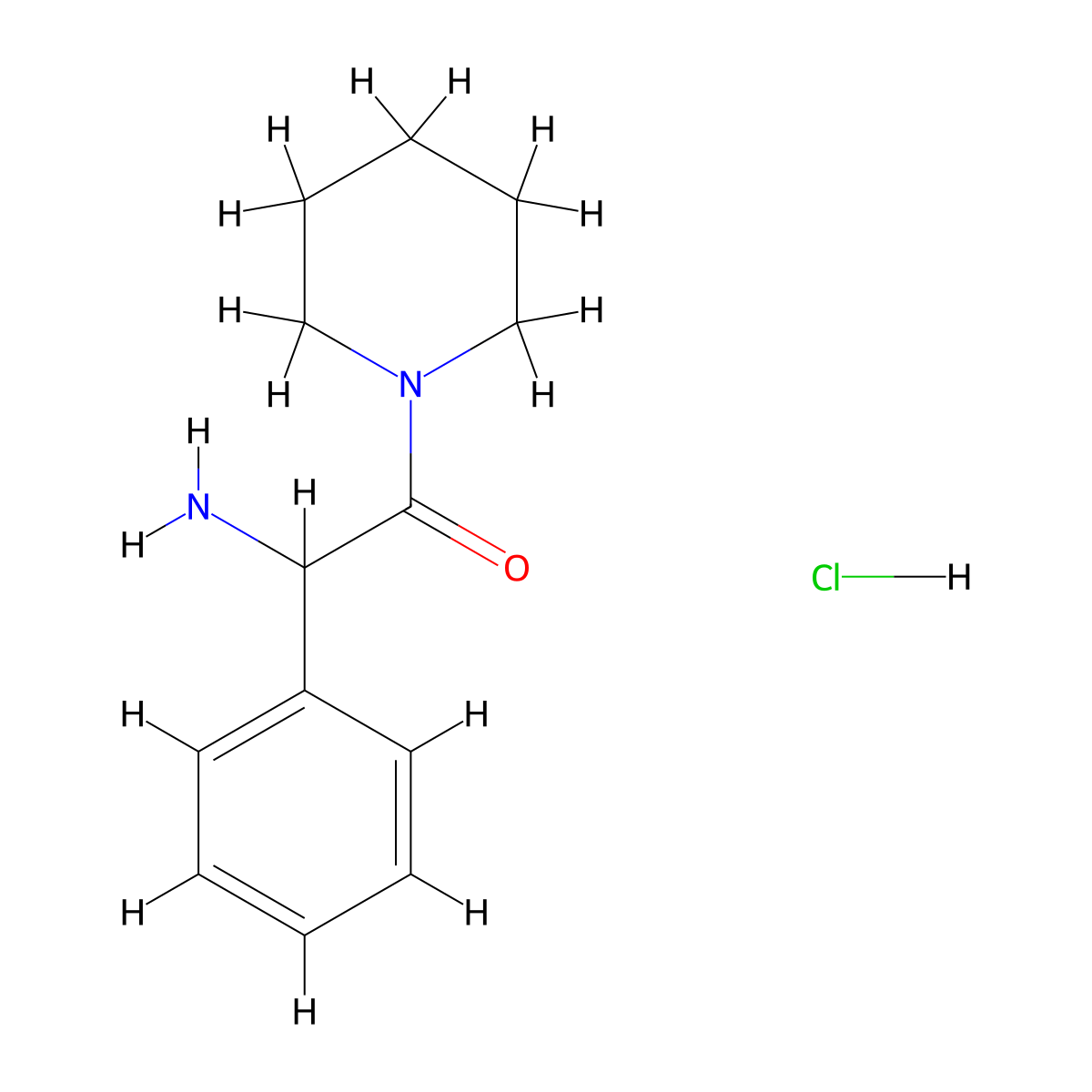 2-Amino-2-phenyl-1-(piperidin-1-yl)ethan-1-one hydrochloride molecular structure, CAS 24185-34-0