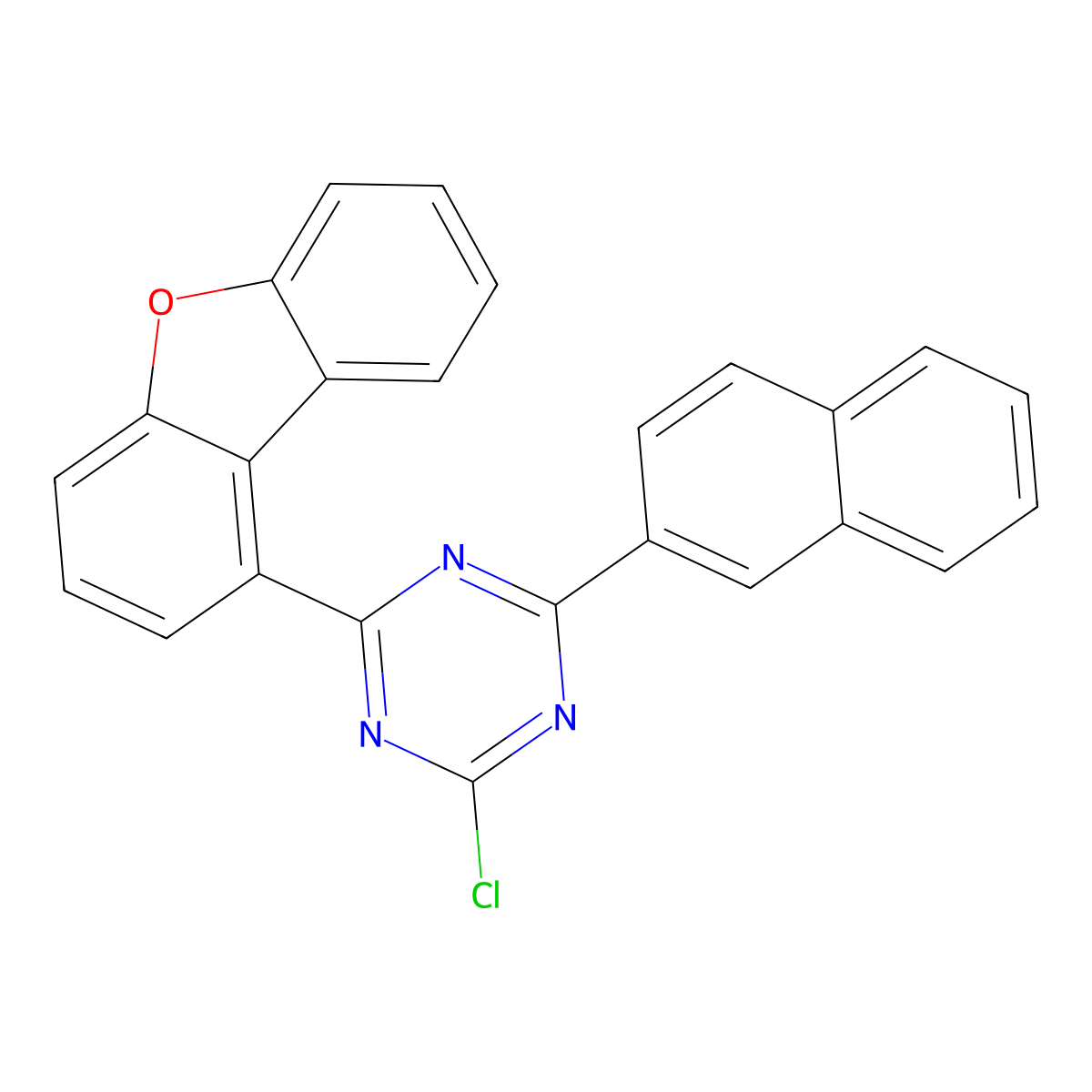 2-Chloro-4-(dibenzofuran-1-yl)-6-(naphthalen-2-yl)-1,3,5-triazine molecular structure, CAS 2418528-30-8