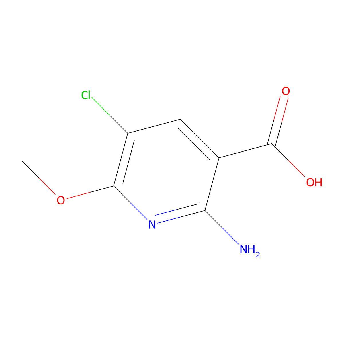 2-Amino-5-chloro-6-methoxynicotinic acid molecular structure, CAS 2418567-26-5