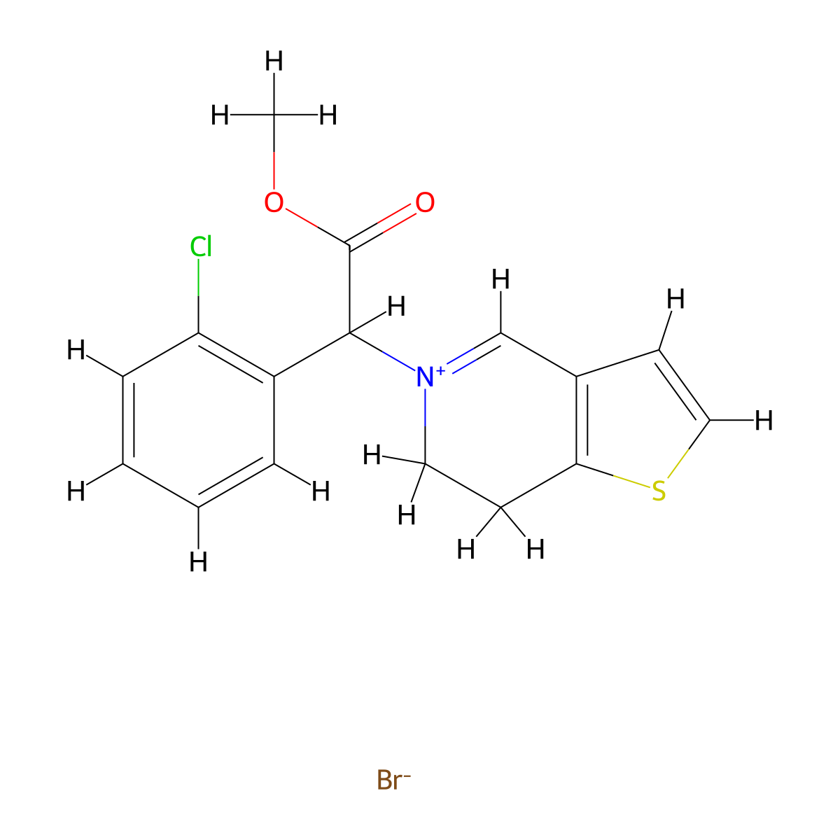 Clopidogrel bromide molecular structure, CAS 2418591-12-3
