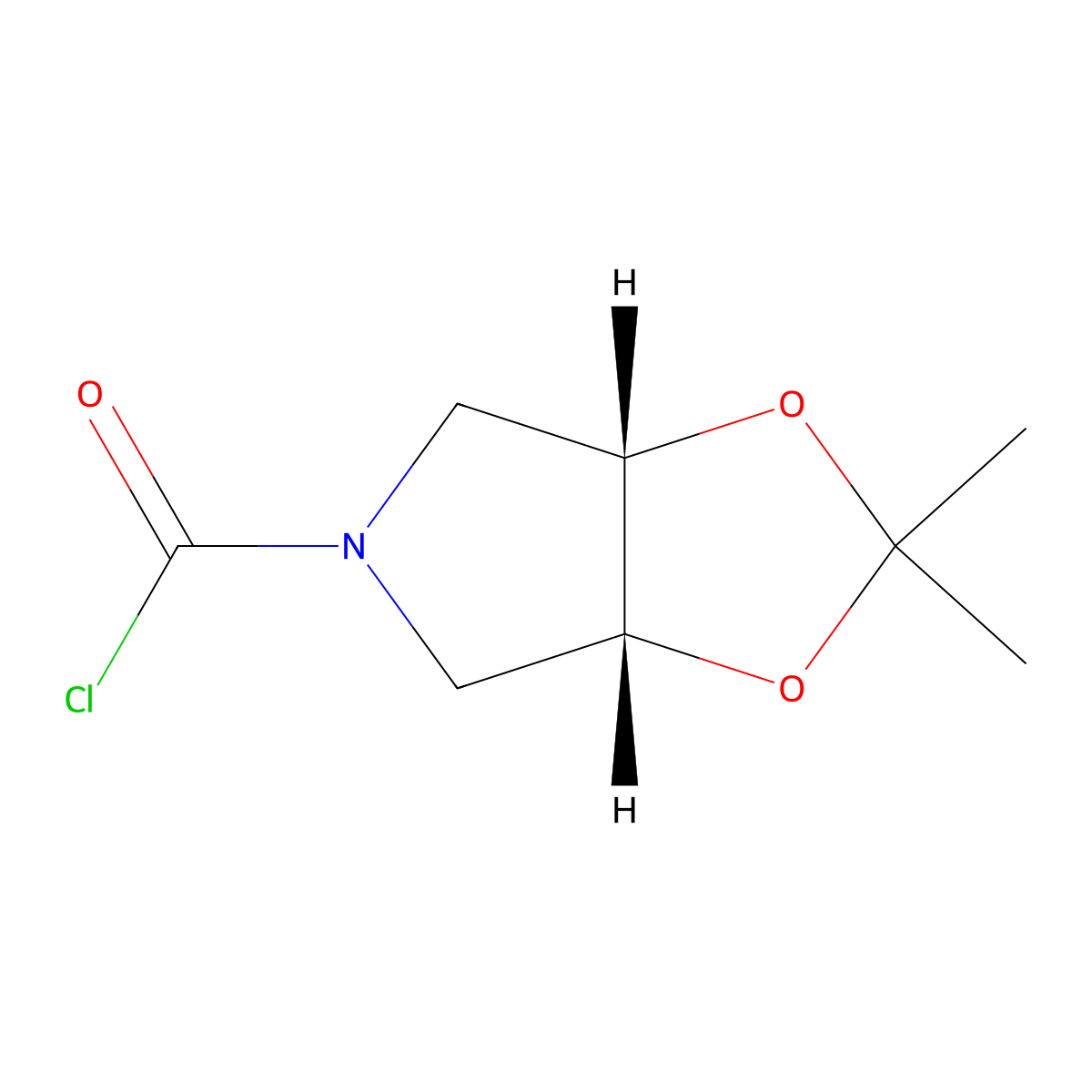 (3aR,6aS)-2,2-dimethyl-hexahydro-[1,3]dioxolo[4,5-c]pyrrole-5-carbonyl chloride, cis molecular structure, CAS 2418593-85-6