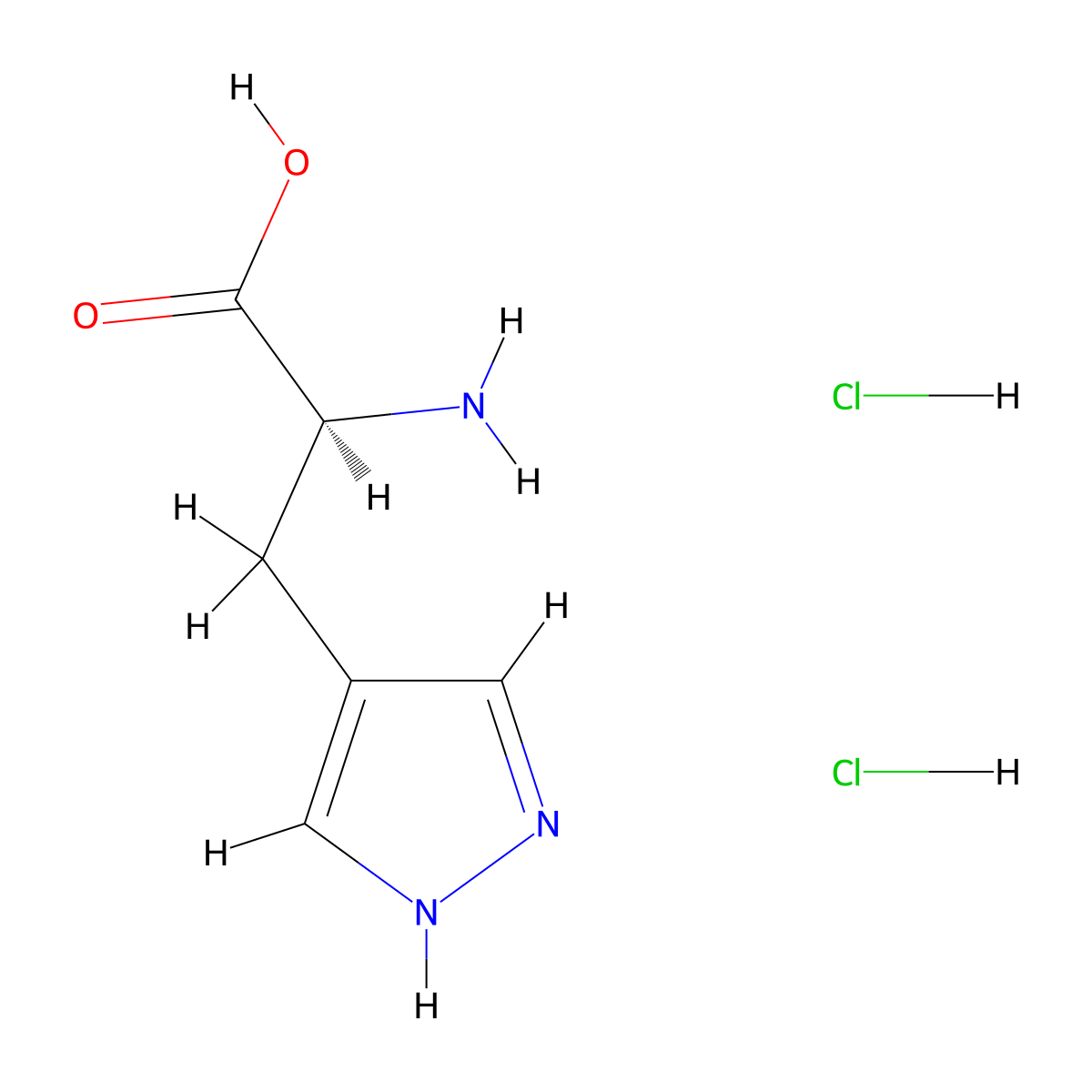 (2S)-2-amino-3-(1H-pyrazol-4-yl)propanoic acid dihydrochloride molecular structure, CAS 2418594-06-4