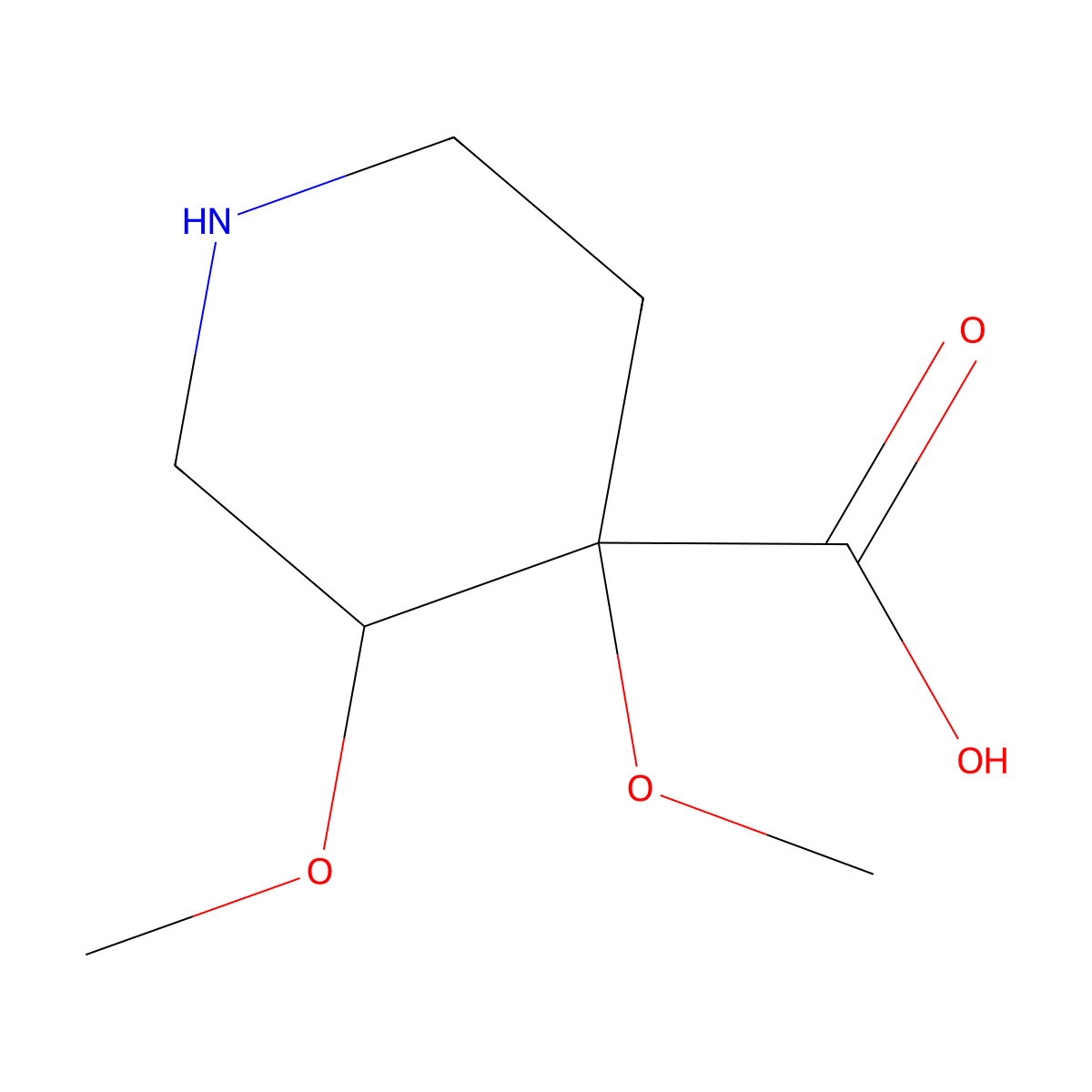 rac-(3R,4S)-3,4-dimethoxypiperidine-4-carboxylic acid molecular structure, CAS 2418594-08-6