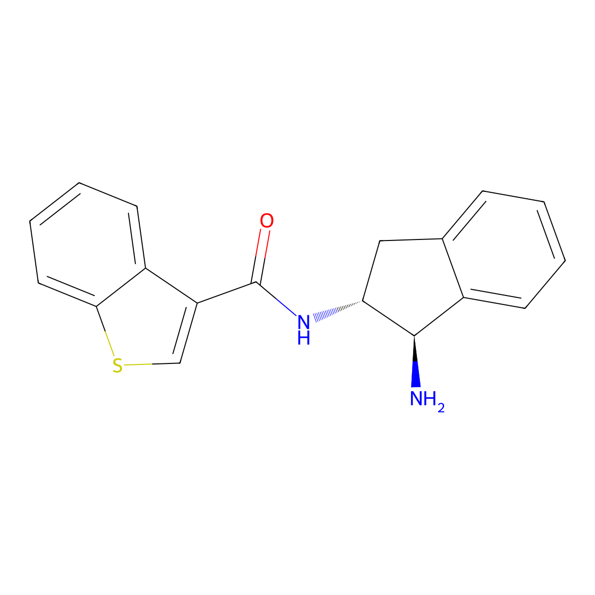 N-[(1R,2R)-1-amino-2,3-dihydro-1H-inden-2-yl]-1-benzothiophene-3-carboxamide molecular structure, CAS 2418594-14-4