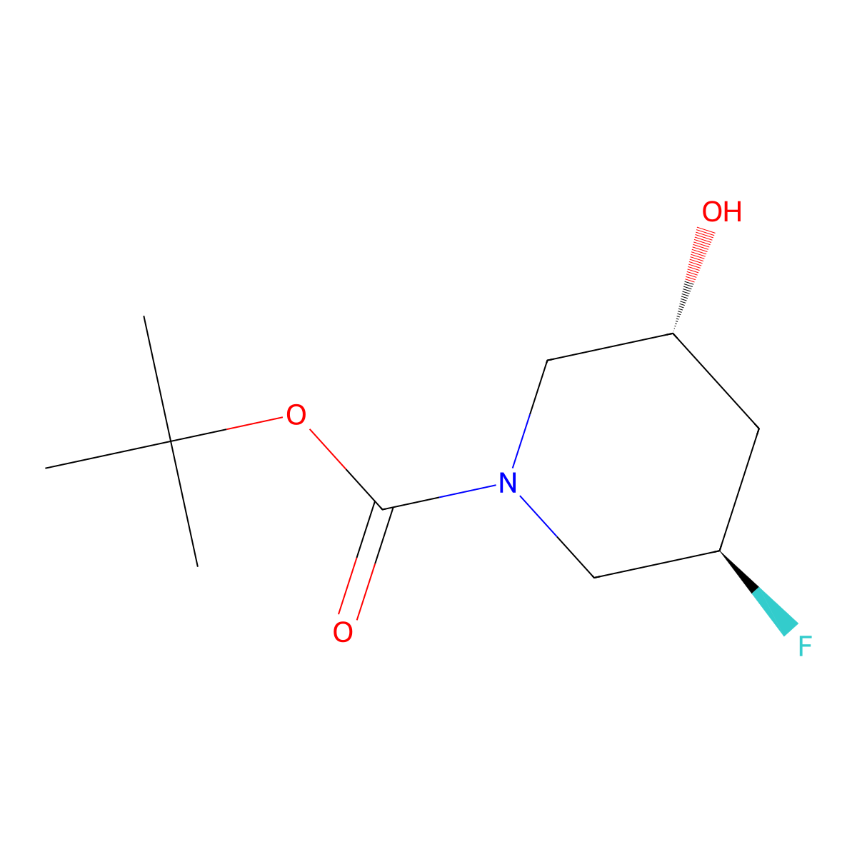 tert-butyl (3R,5R)-3-fluoro-5-hydroxypiperidine-1-carboxylate molecular structure, CAS 2418594-22-4