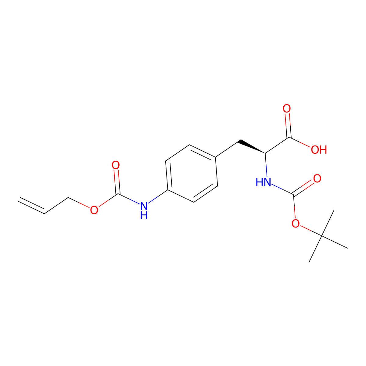 (2S)-2-{[(tert-butoxy)carbonyl]amino}-3-(4-{[(prop-2-en-1-yloxy)carbonyl]amino}phenyl)propanoic acid molecular structure, CAS 2418594-31-5