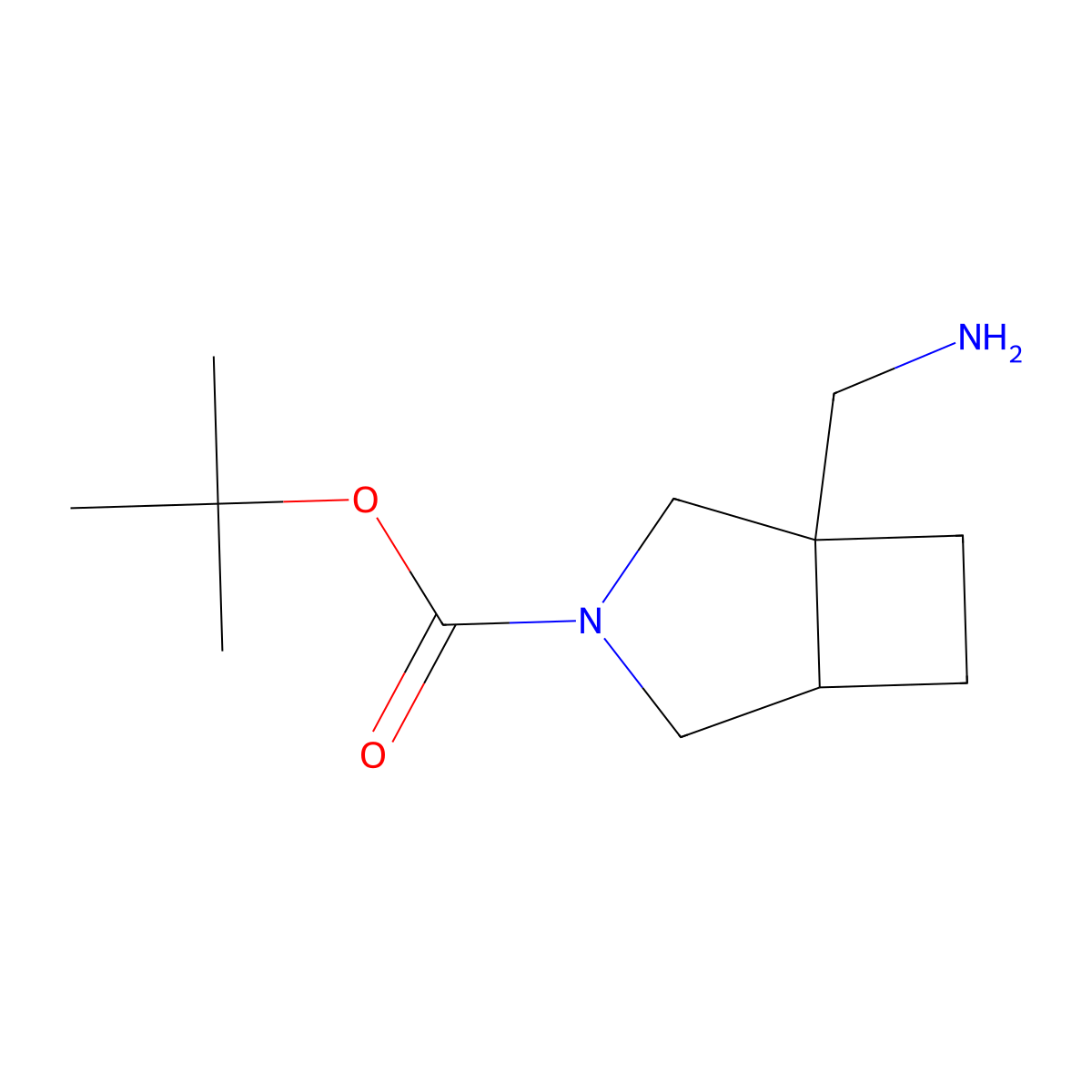 rac-tert-butyl(1R,5S)-1-(aminomethyl)-3-azabicyclo[3.2.0]heptane-3-carboxylate,cis molecular structure, CAS 2418594-47-3