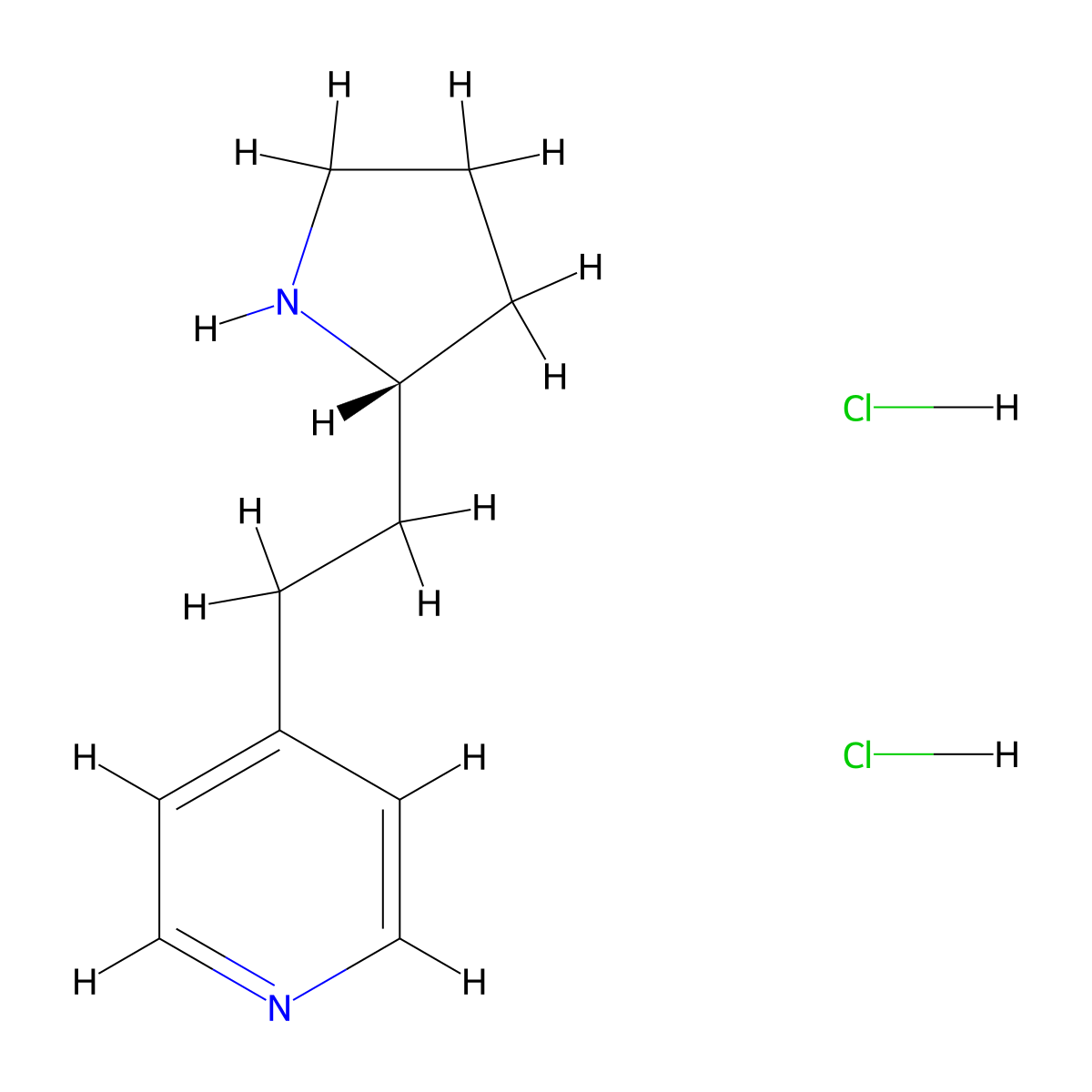 4-(2-((2S)-pyrrolidin-2-yl)ethyl)pyridine dihydrochloride molecular structure, CAS 2418595-49-8