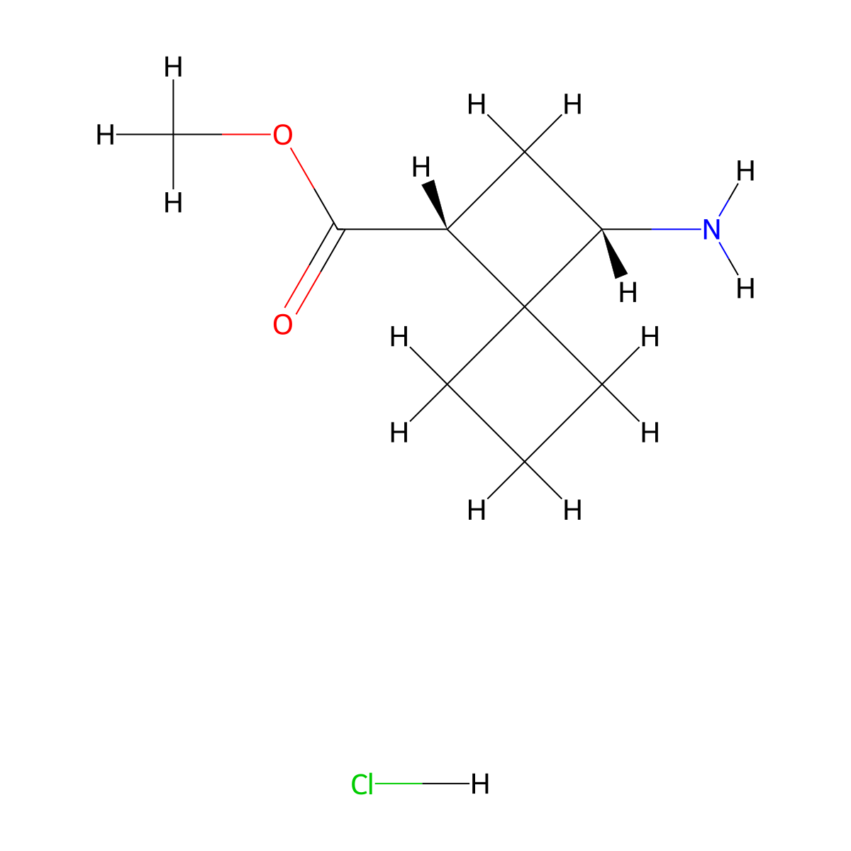 rac-methyl(1R,3S)-3-aminospiro[3.3]heptane-1-carboxylatehydrochloride,cis molecular structure, CAS 2418595-57-8