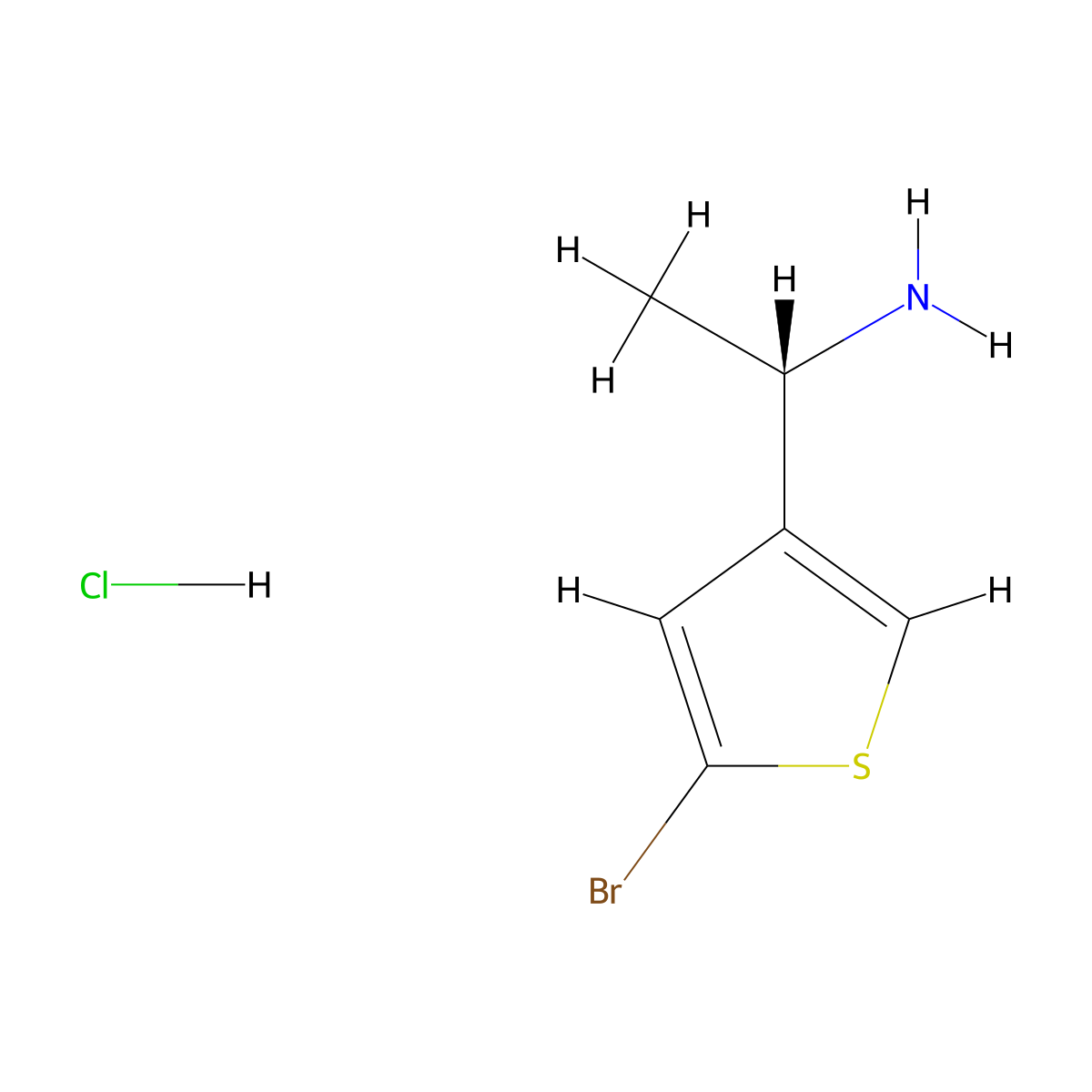 (1S)-1-(5-bromothiophen-3-yl)ethan-1-amine hydrochloride molecular structure, CAS 2418595-62-5