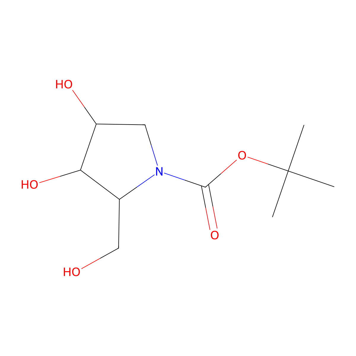 Tert-butyl (2S,3S,4R)-3,4-dihydroxy-2-(hydroxymethyl)pyrrolidine-1-carboxylate molecular structure, CAS 2418595-87-4