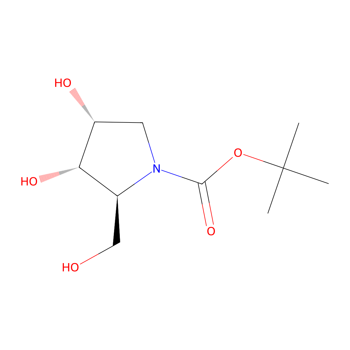 Tert-butyl (2S,3S,4R)-3,4-dihydroxy-2-(hydroxymethyl)pyrrolidine-1-carboxylate molecular structure, CAS 2418595-87-4
