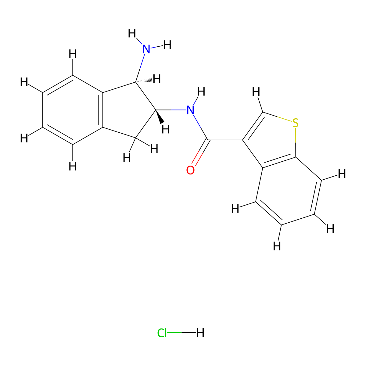 N-[(1R,2R)-1-Amino-2,3-dihydro-1H-inden-2-yl]-1-benzothiophene-3-carboxamide;hydrochloride molecular structure, CAS 2418596-07-1