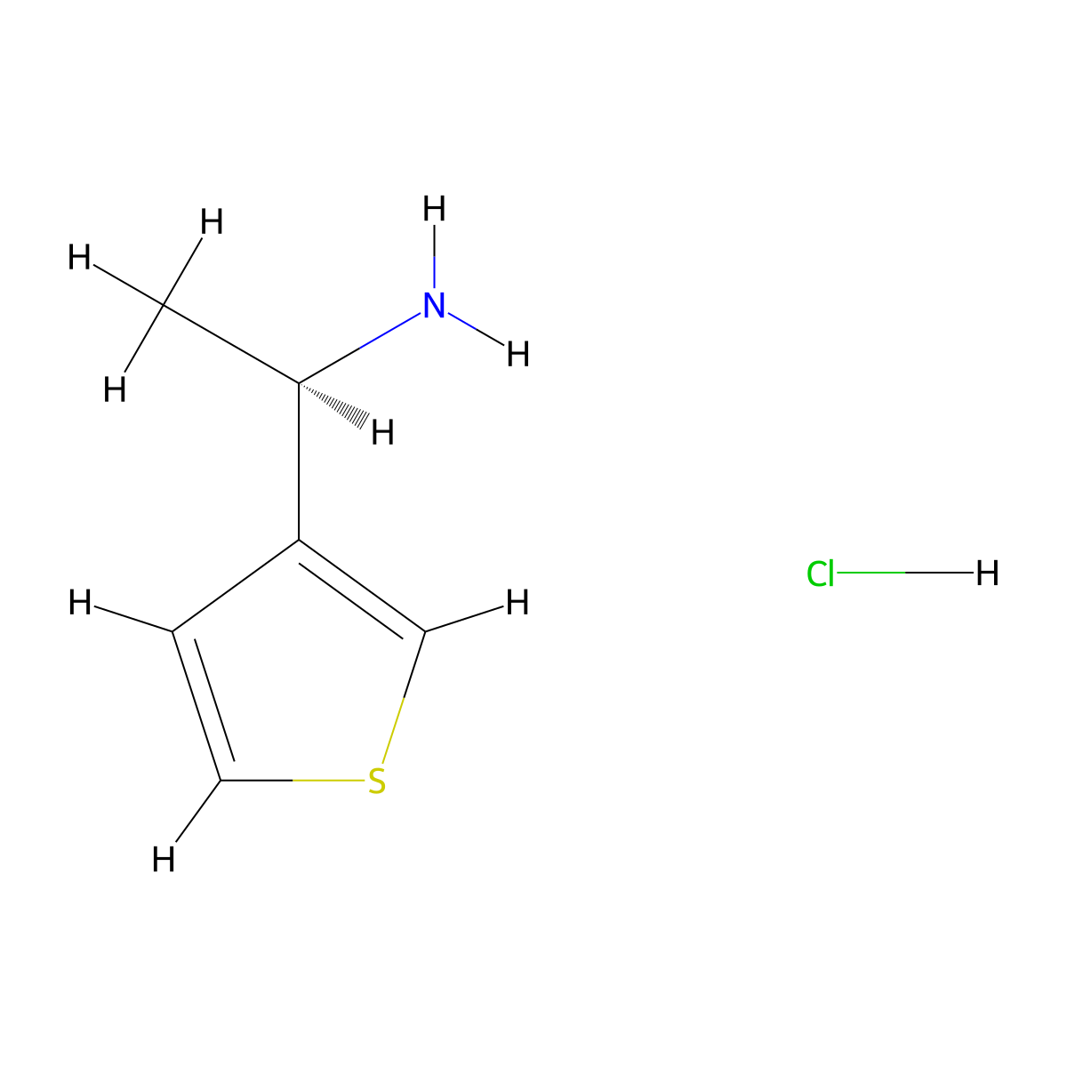 (1R)-1-(thiophen-3-yl)ethan-1-amine hydrochloride molecular structure, CAS 2418596-35-5