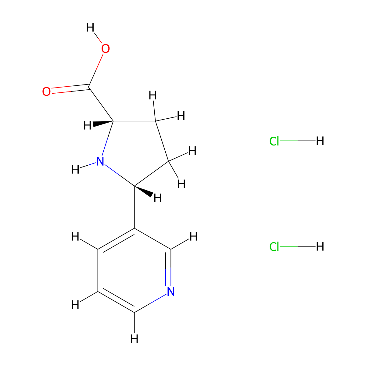 rac-(2R,5S)-5-(pyridin-3-yl)pyrrolidine-2-carboxylic acid dihydrochloride molecular structure, CAS 2418596-47-9