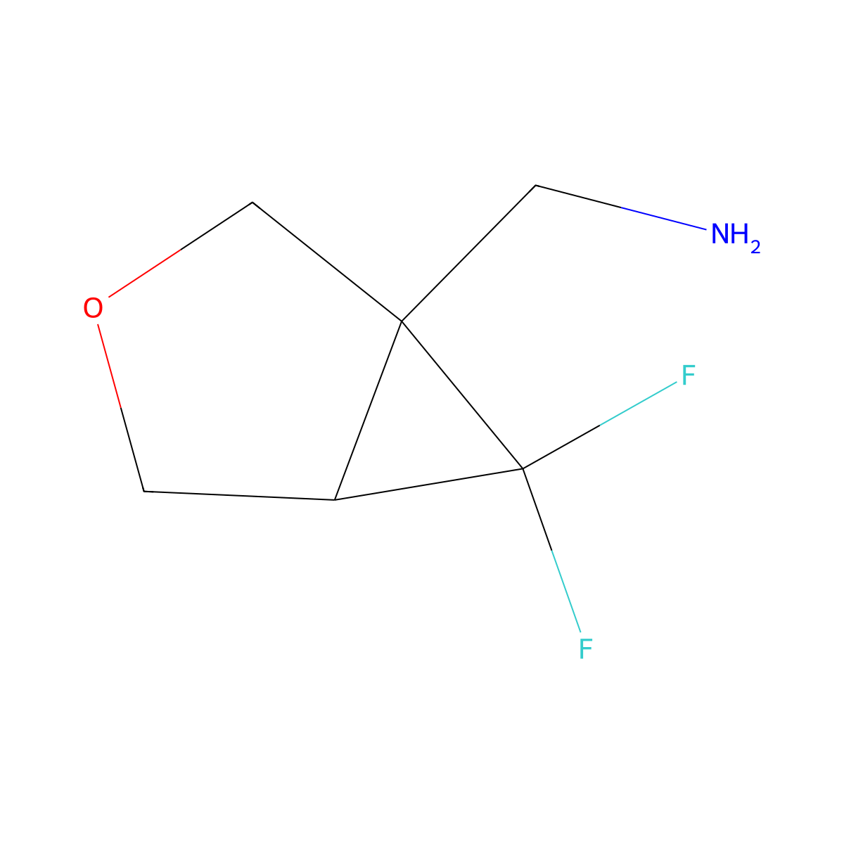 rac-1-[(1R,5R)-6,6-difluoro-3-oxabicyclo[3.1.0]hexan-1-yl]methanamine molecular structure, CAS 2418596-48-0