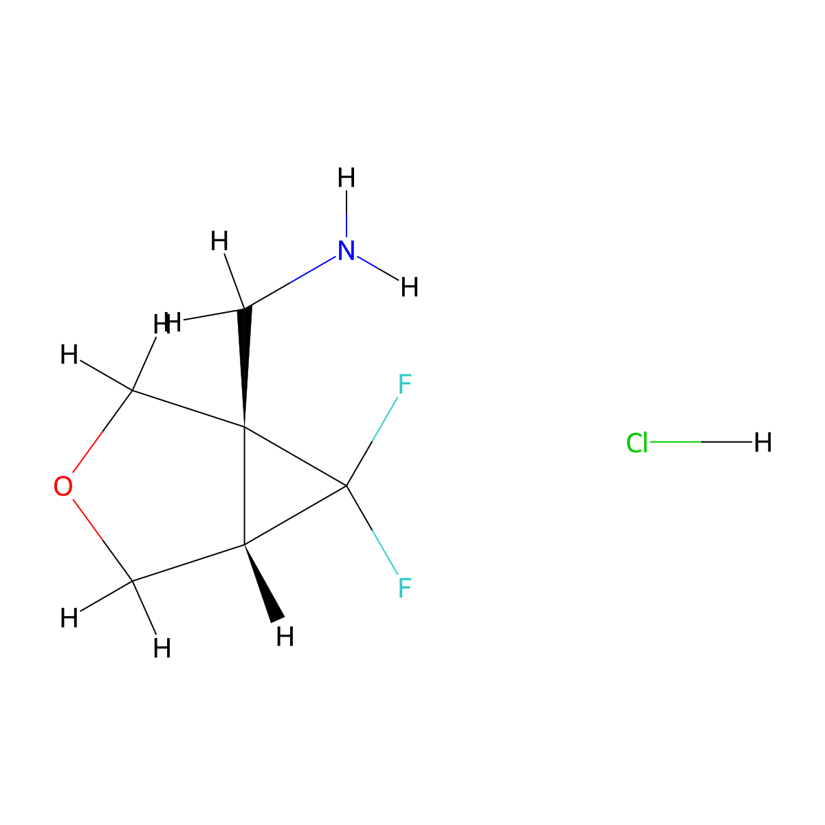 rac-1-[(1R,5R)-6,6-difluoro-3-oxabicyclo[3.1.0]hexan-1-yl]methanaminehydrochloride molecular structure, CAS 2418596-49-1