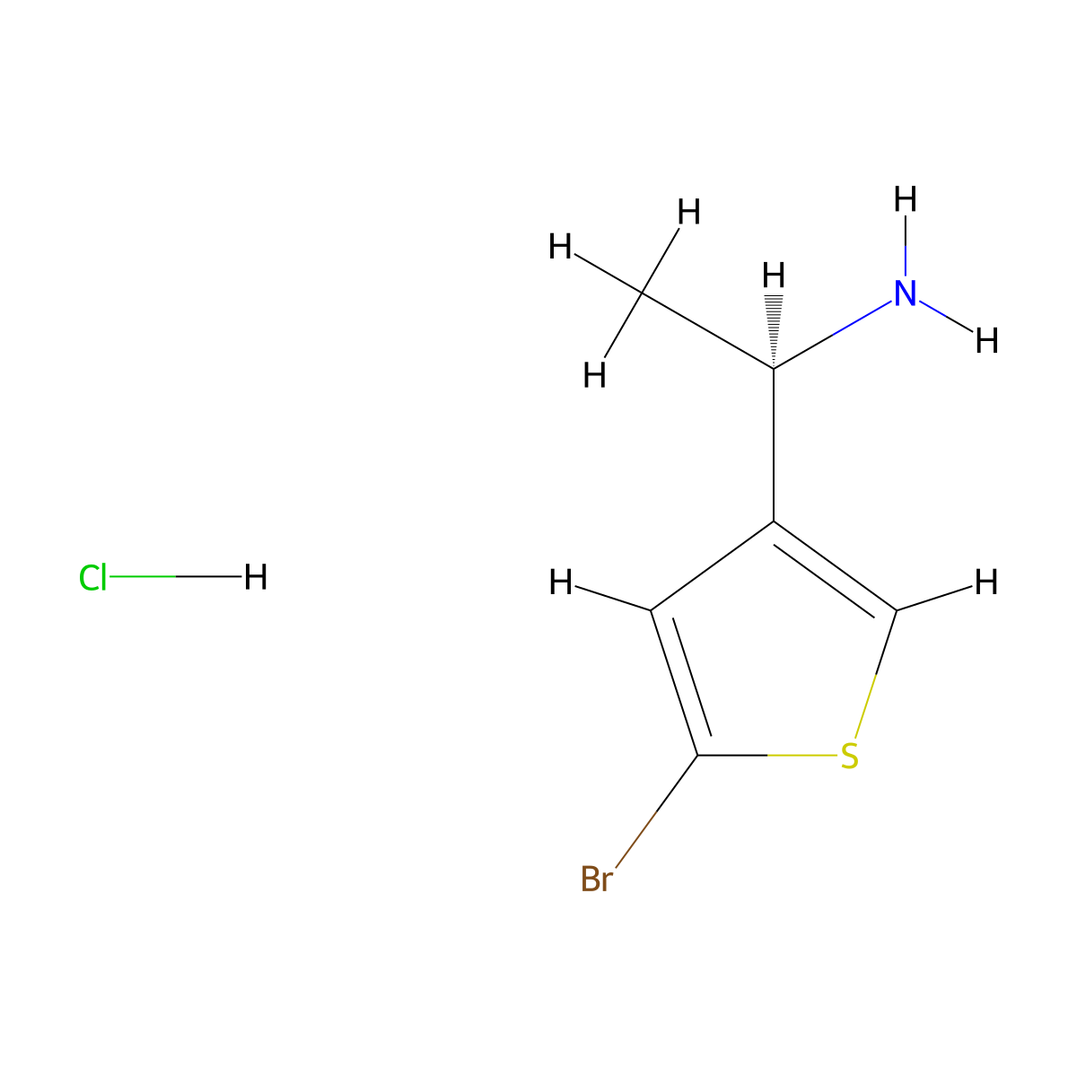 (1R)-1-(5-bromothiophen-3-yl)ethan-1-amine hydrochloride molecular structure, CAS 2418596-90-2