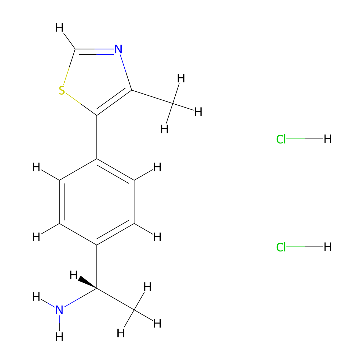 (1S)-1-[4-(4-methyl-1,3-thiazol-5-yl)phenyl]ethan-1-amine dihydrochloride molecular structure, CAS 2418596-95-7